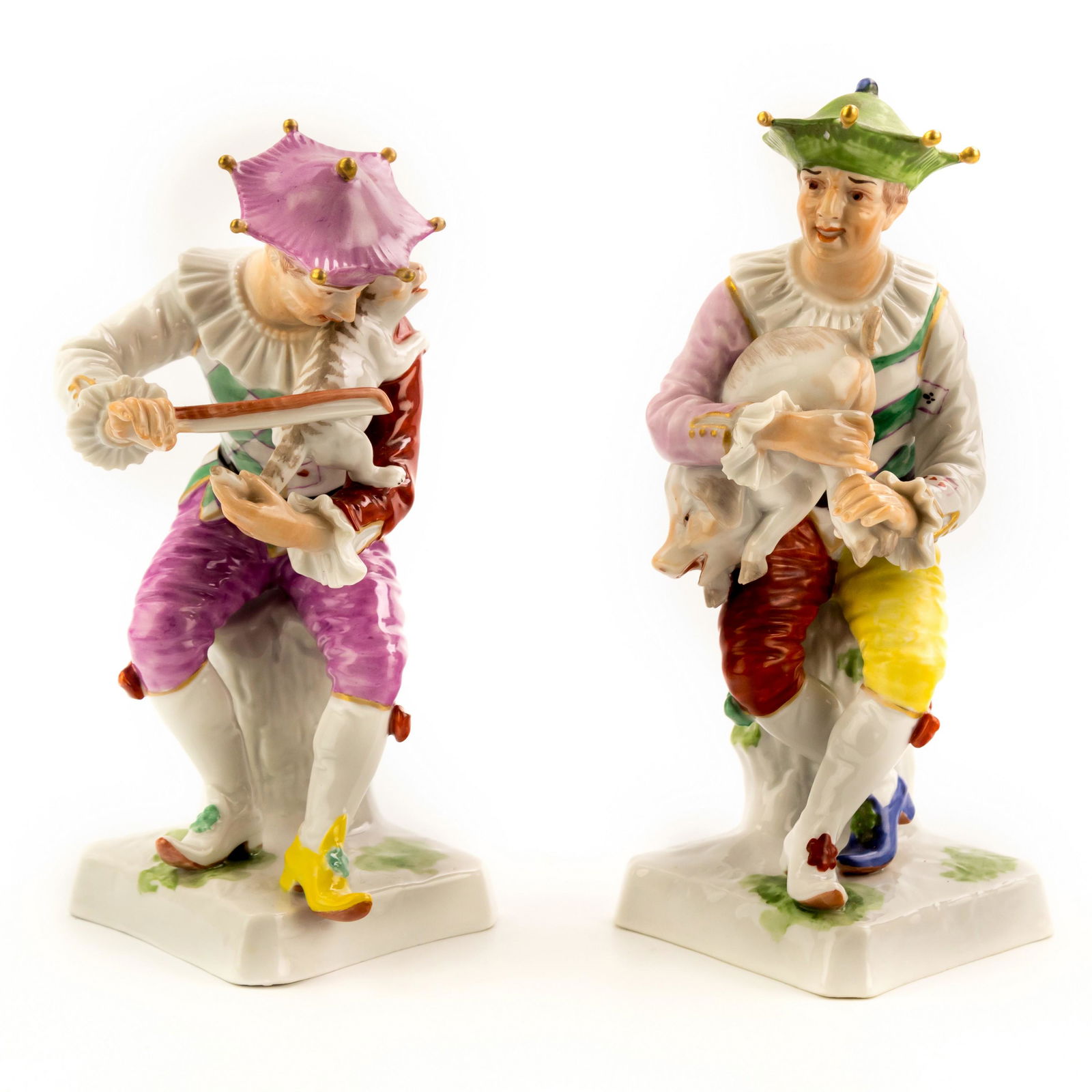 Chelsea Antique Harlequin Porcelain Figurines PAIR (1 of 6)