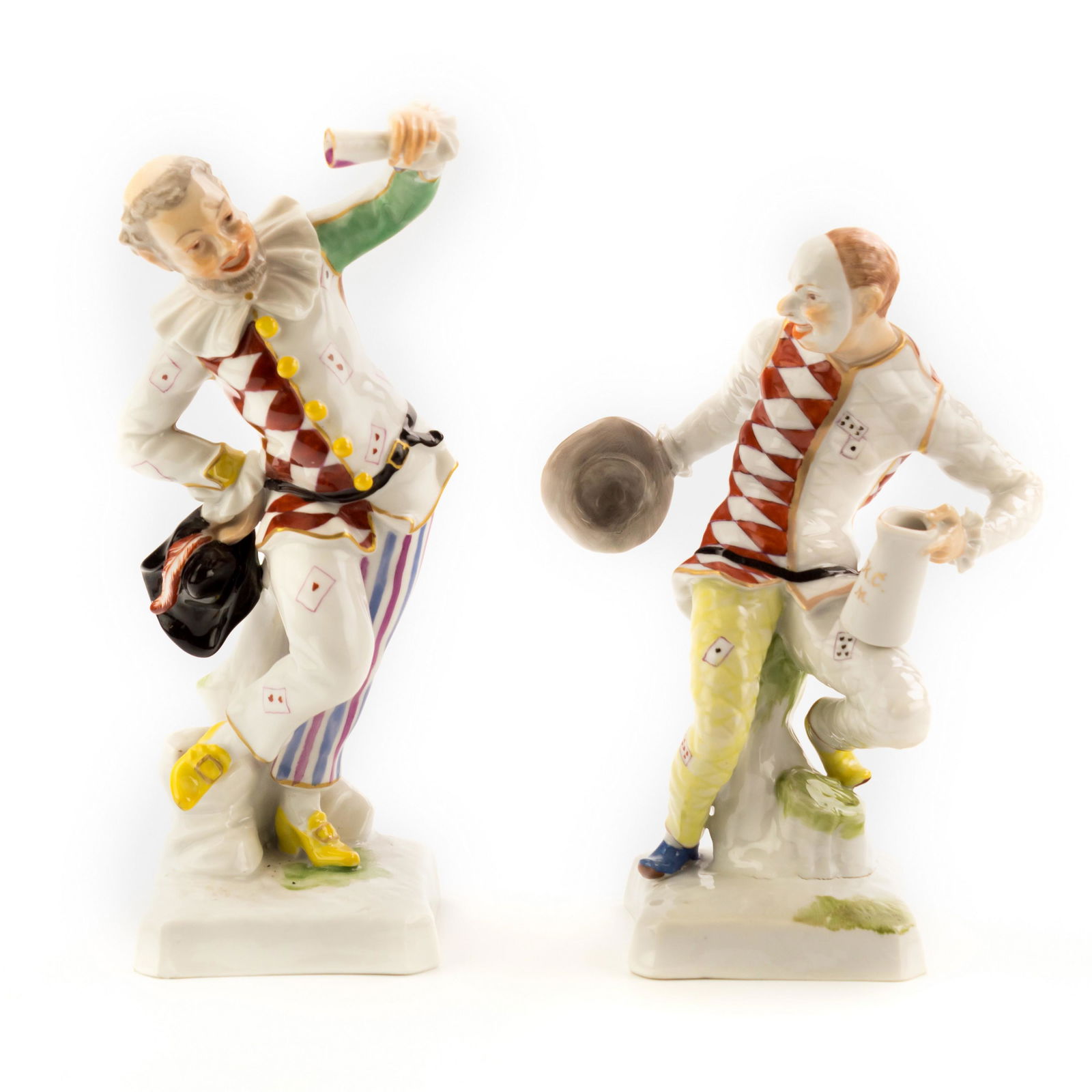 Chelsea Antique Harlequin Porcelain Figurines PAIR (1 of 6)
