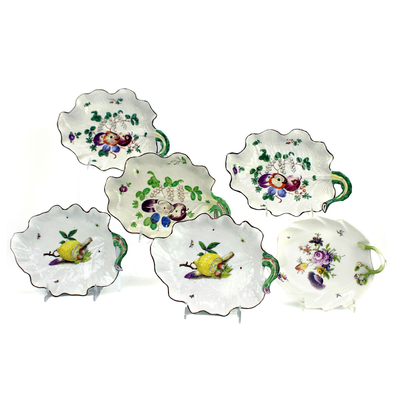 ESTATE LOT Porcelain Leaf Plates Including Meissen (1 of 6)