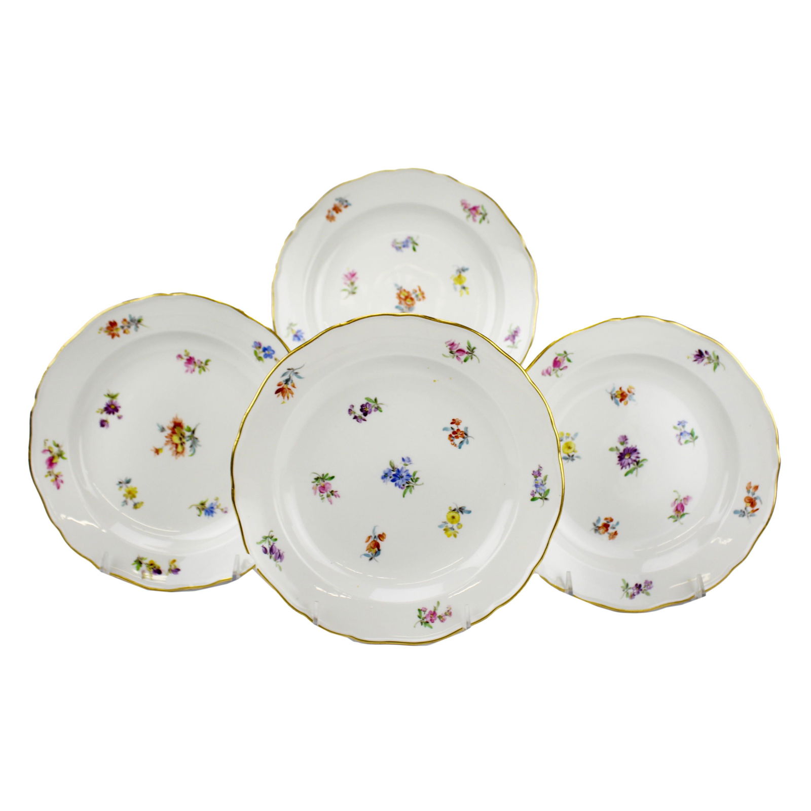 Meissen 4 Hand Painted Floral Design Plates Set (1 of 6)
