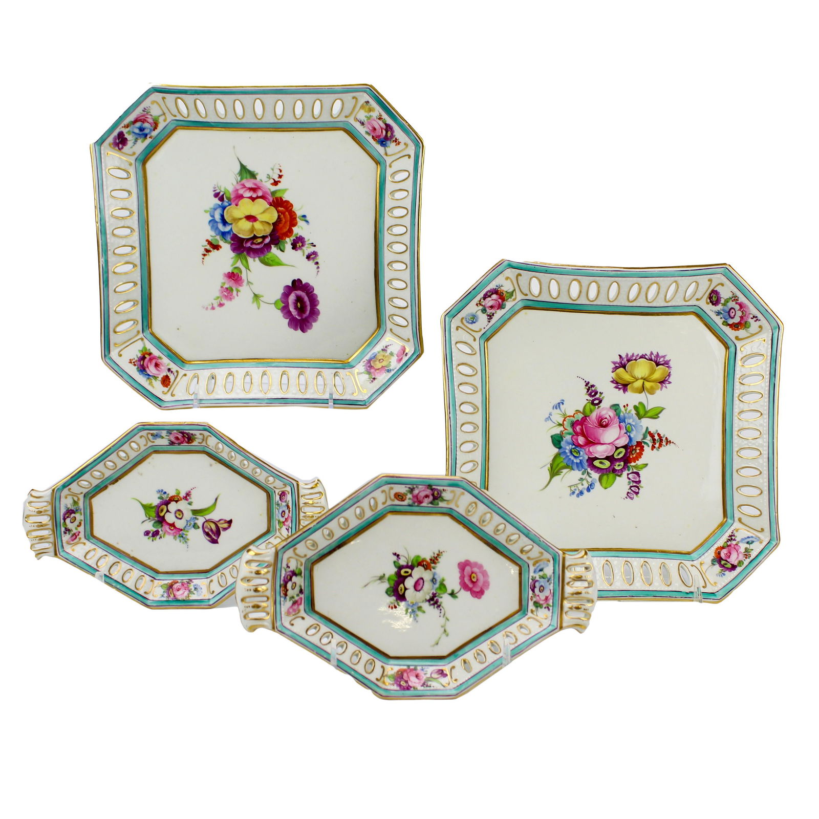 Old Paris Antique 4 Pc Porcelain Reticulated Plate (1 of 8)