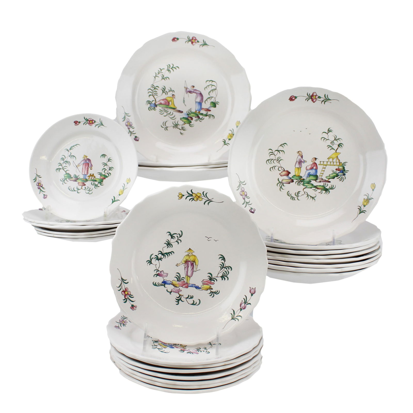 Veuve Perrin French Faience 25 Piece Chinese Plate (1 of 7)