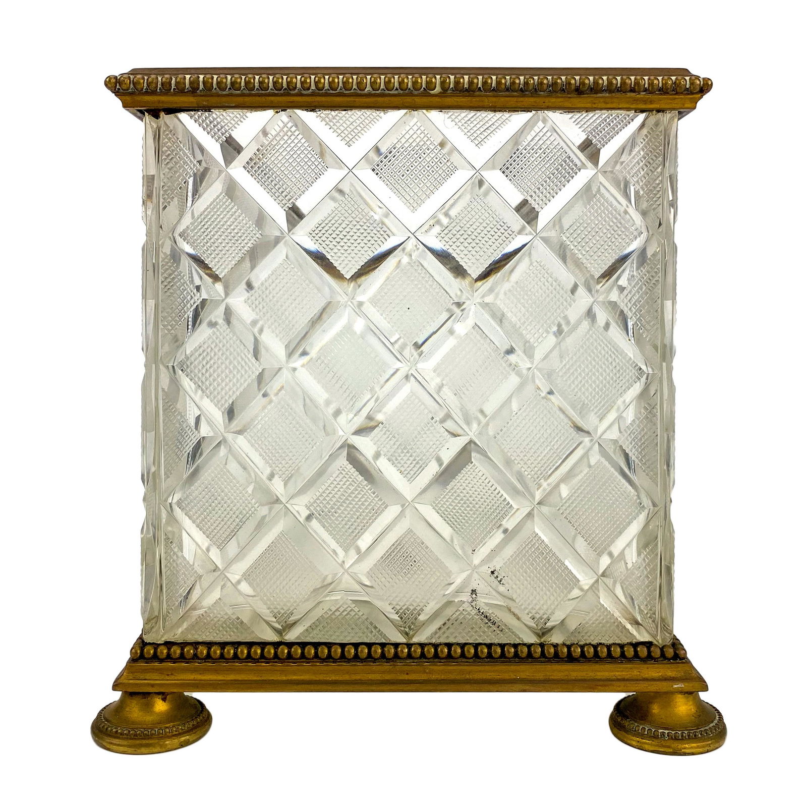 French Style Bronze & Fine Cut Crystal Tissue Box (1 of 6)