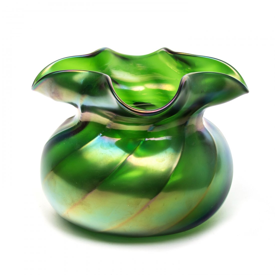 Loetz Austrian Studio Art Glass SIGNED Spiral Vase (1 of 6)
