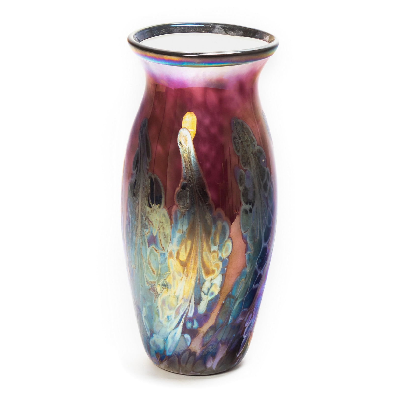Studio Art Glass Iridescent Oil Drop Floral Vase (1 of 6)