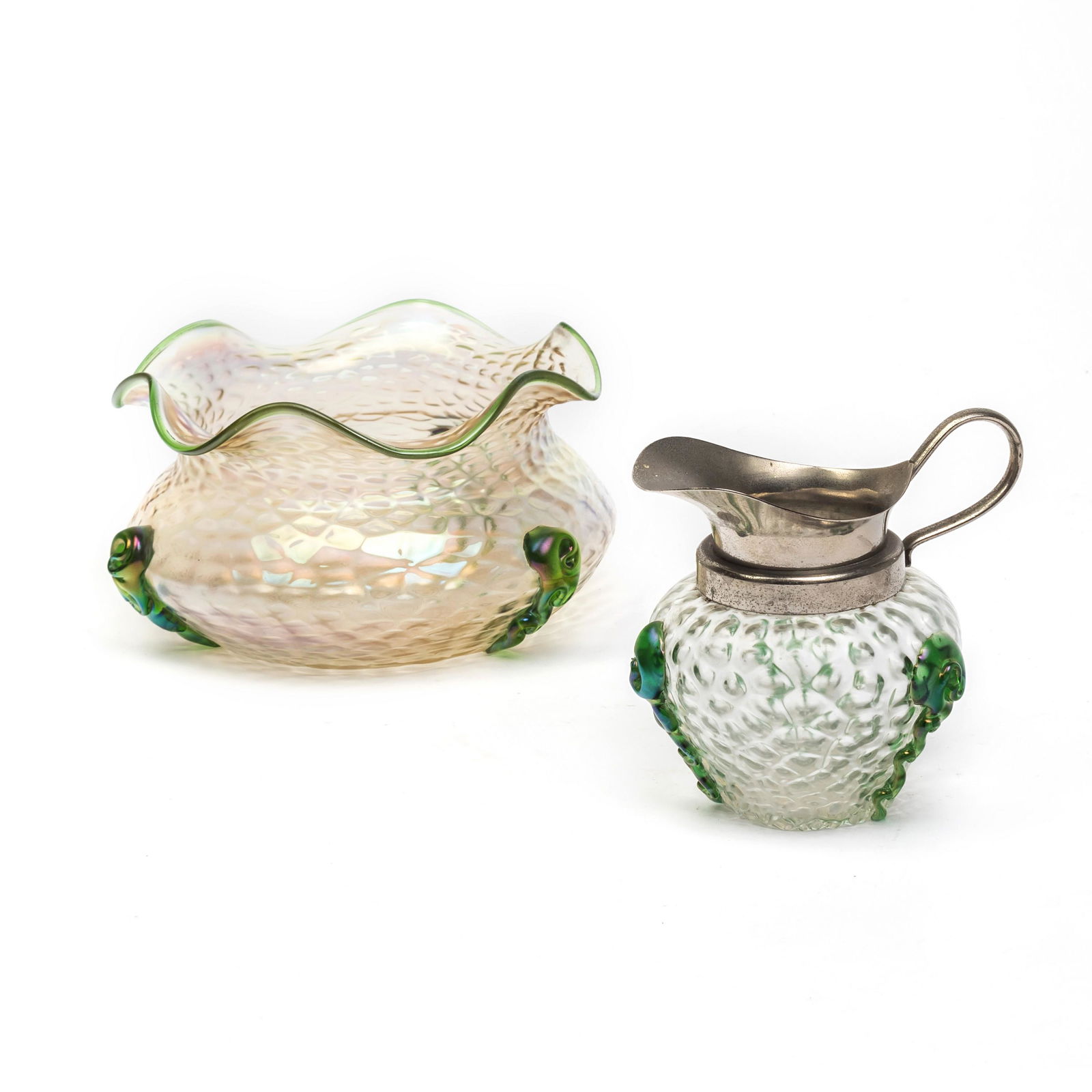 Kralik Martele Jug Creamer & Glass Bowl Vase PAIR (1 of 8)