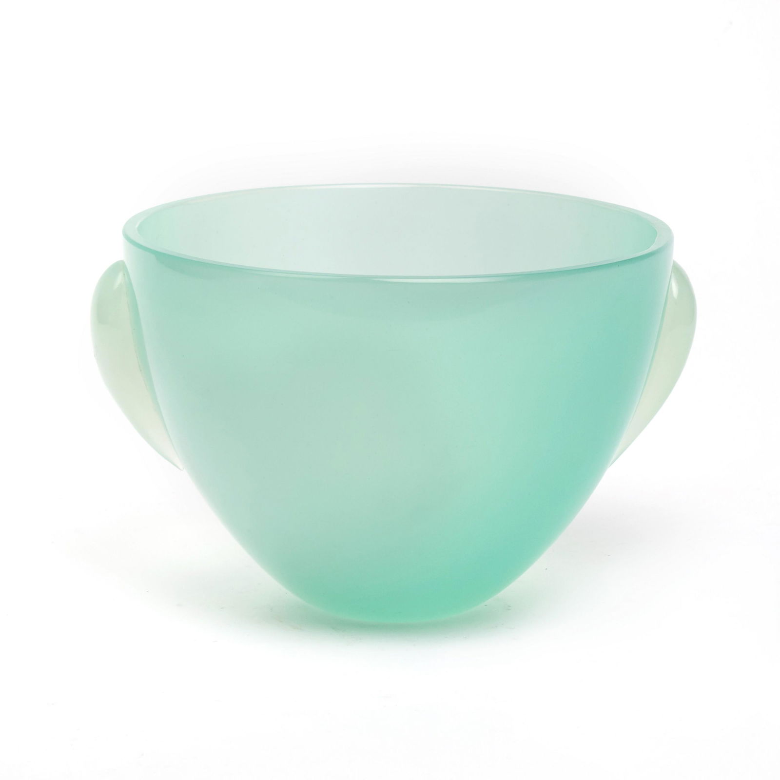 Mid Century Blue Opaline Fine Art Glass Bowl Vase (1 of 5)