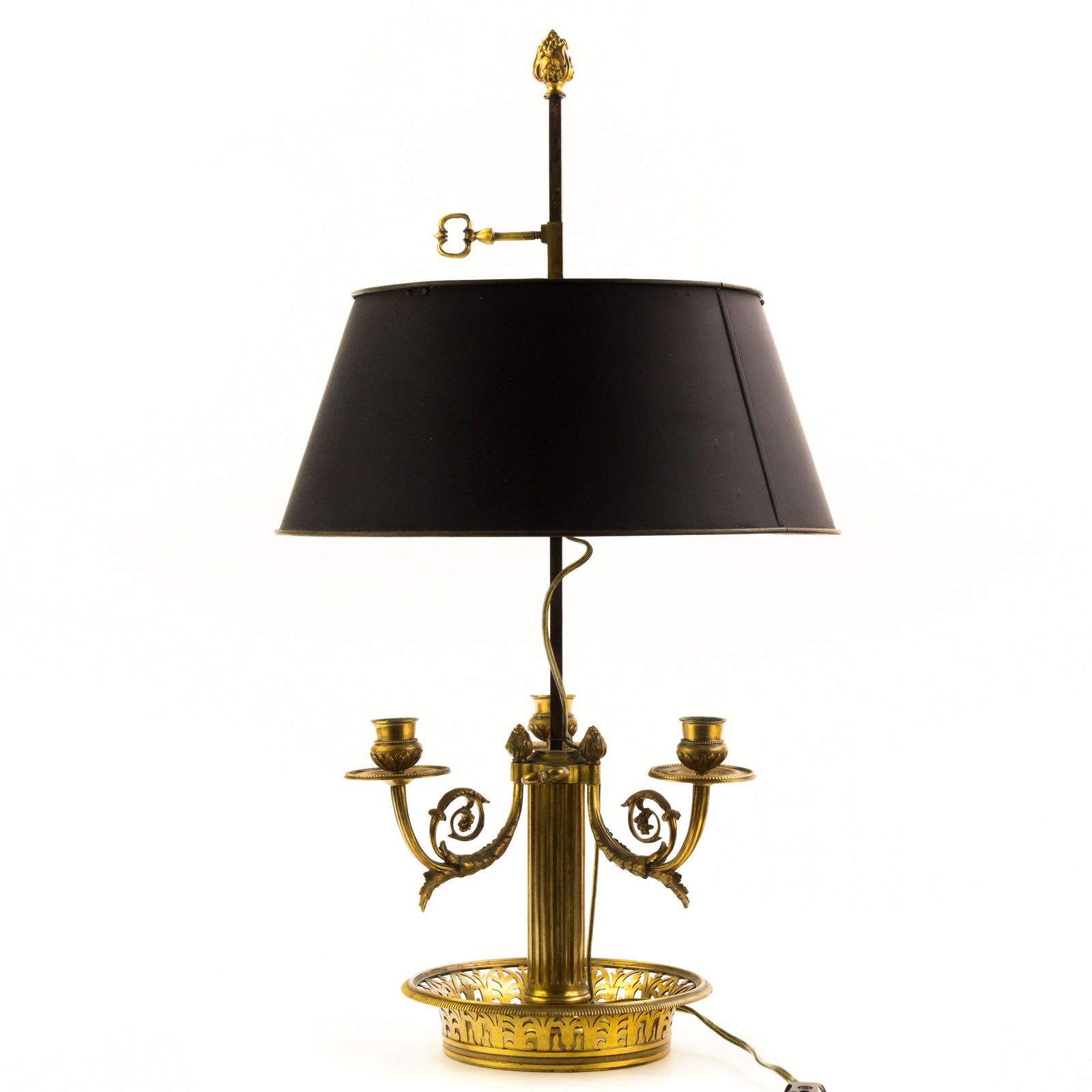French Bronze Bouillotte 25" Tri Candle Table Lamp (1 of 8)