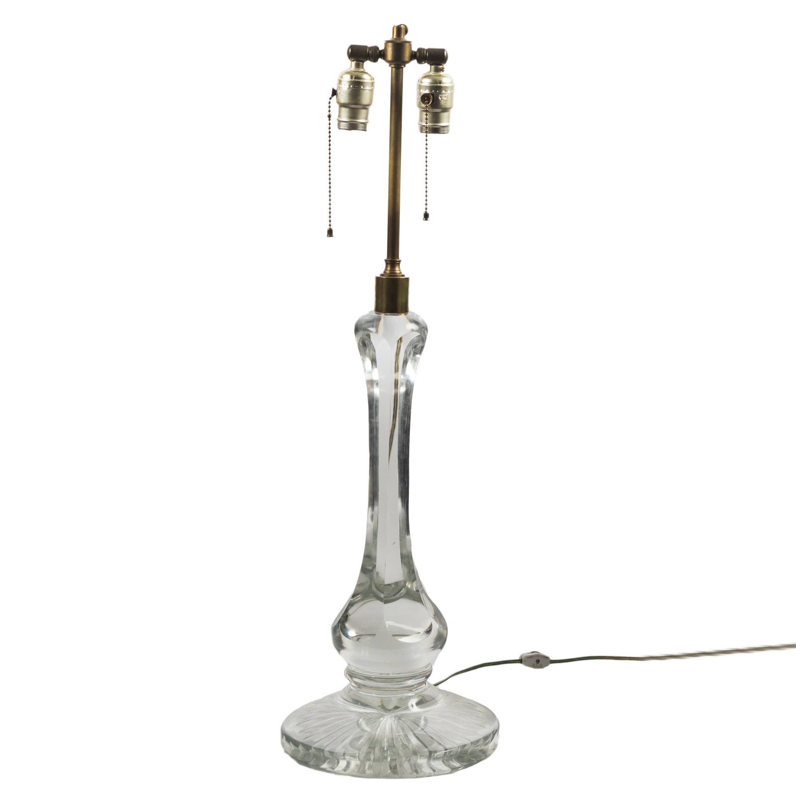 Mid Century Modern Thick Solid Cut Glass Lamp Base (1 of 5)