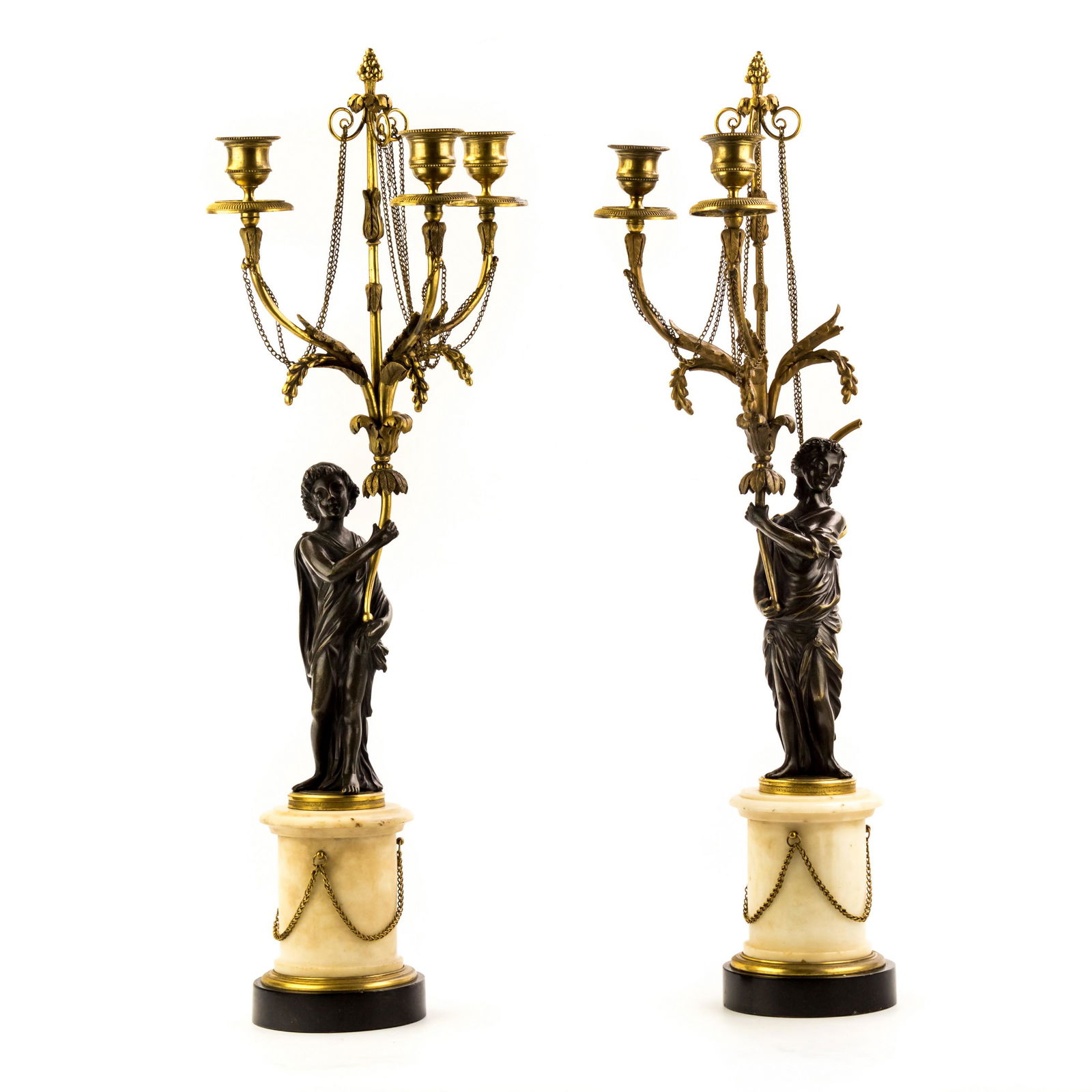 French Antique 23" Bronze Figural Candelabras PAIR (1 of 7)
