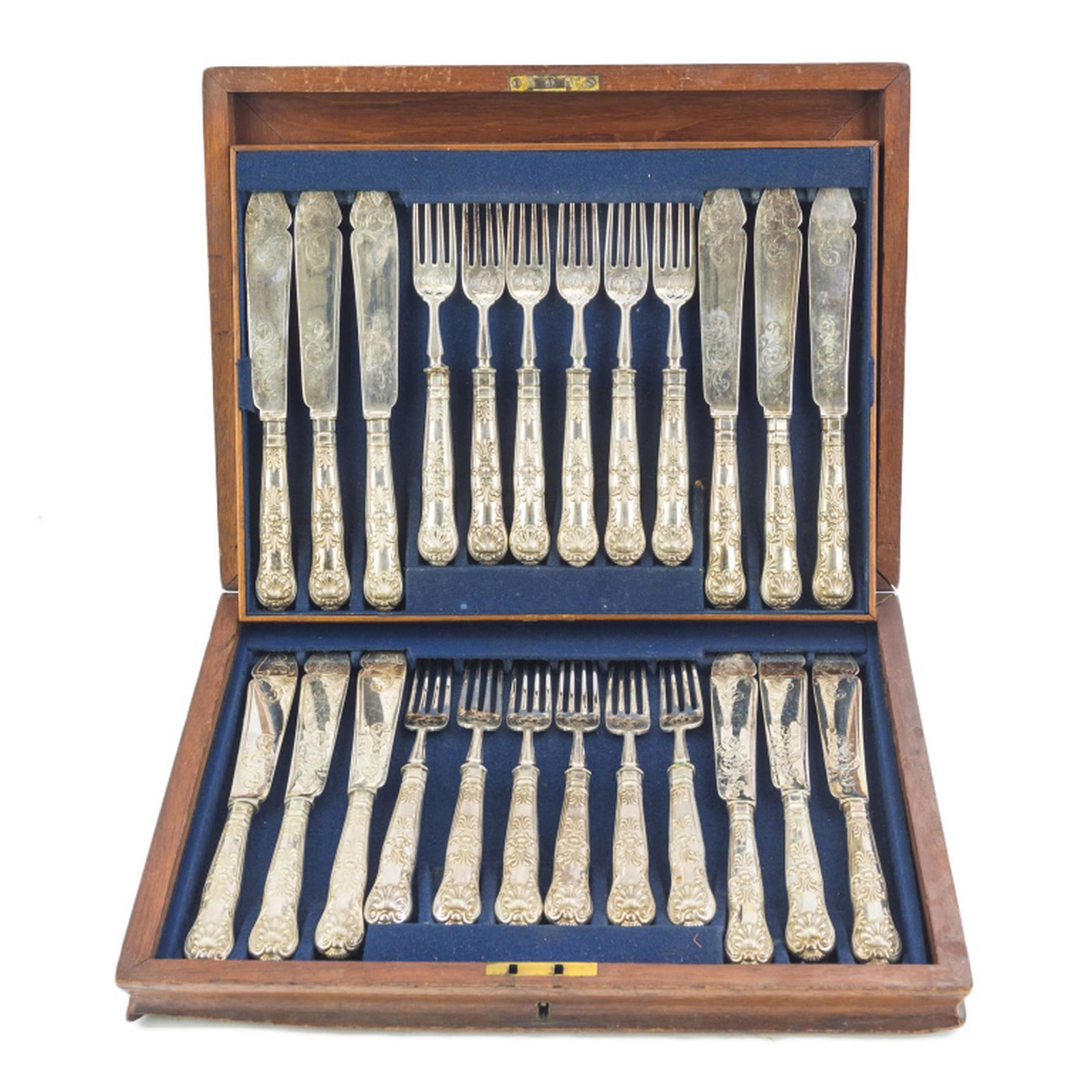 19th C English Silver Plated 24pc Fish Service Set (1 of 5)