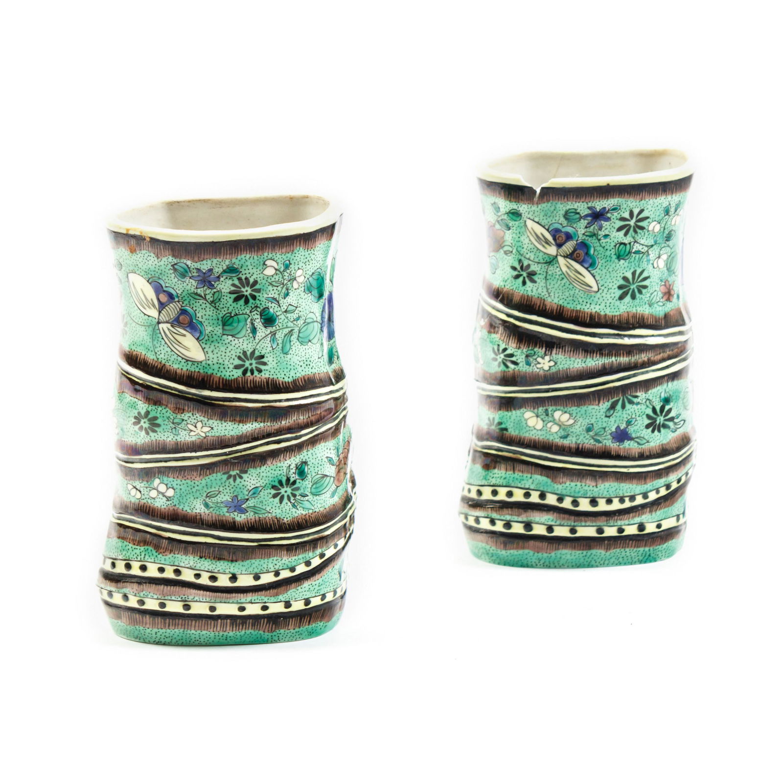 Samson Paris Porcelain Bamboo Brush Vases PAIR (1 of 8)