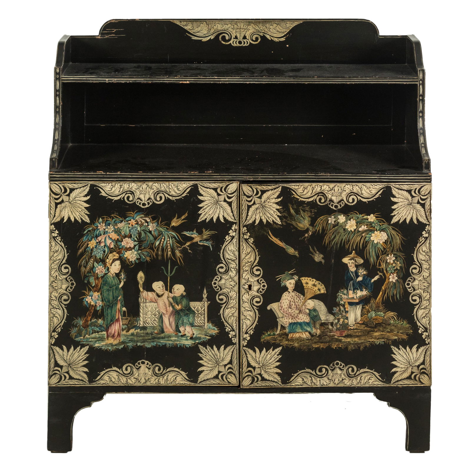 English Antique 41" Chinoiserie Pen Work Cabinet (1 of 8)