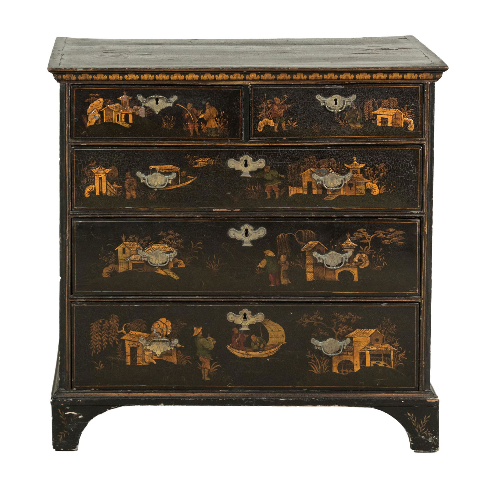 Chinoiserie Decorated Antique Five Drawer Chest (1 of 8)
