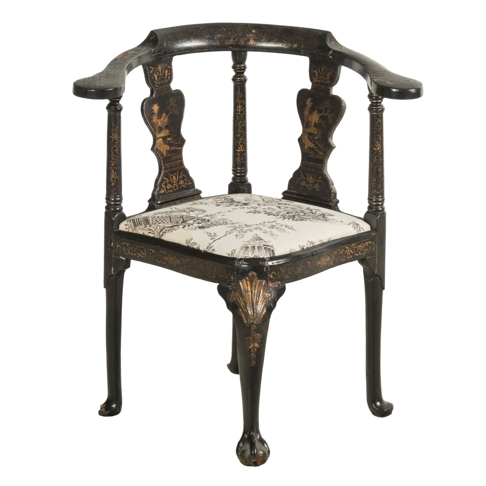 Japanned Lacquer Antique Captains Corner Chair (1 of 10)