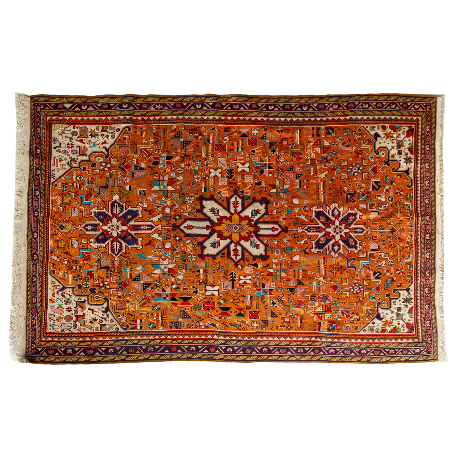 Orange Wool Vintage 79 x 53" Kilim Estate Area Rug (1 of 4)