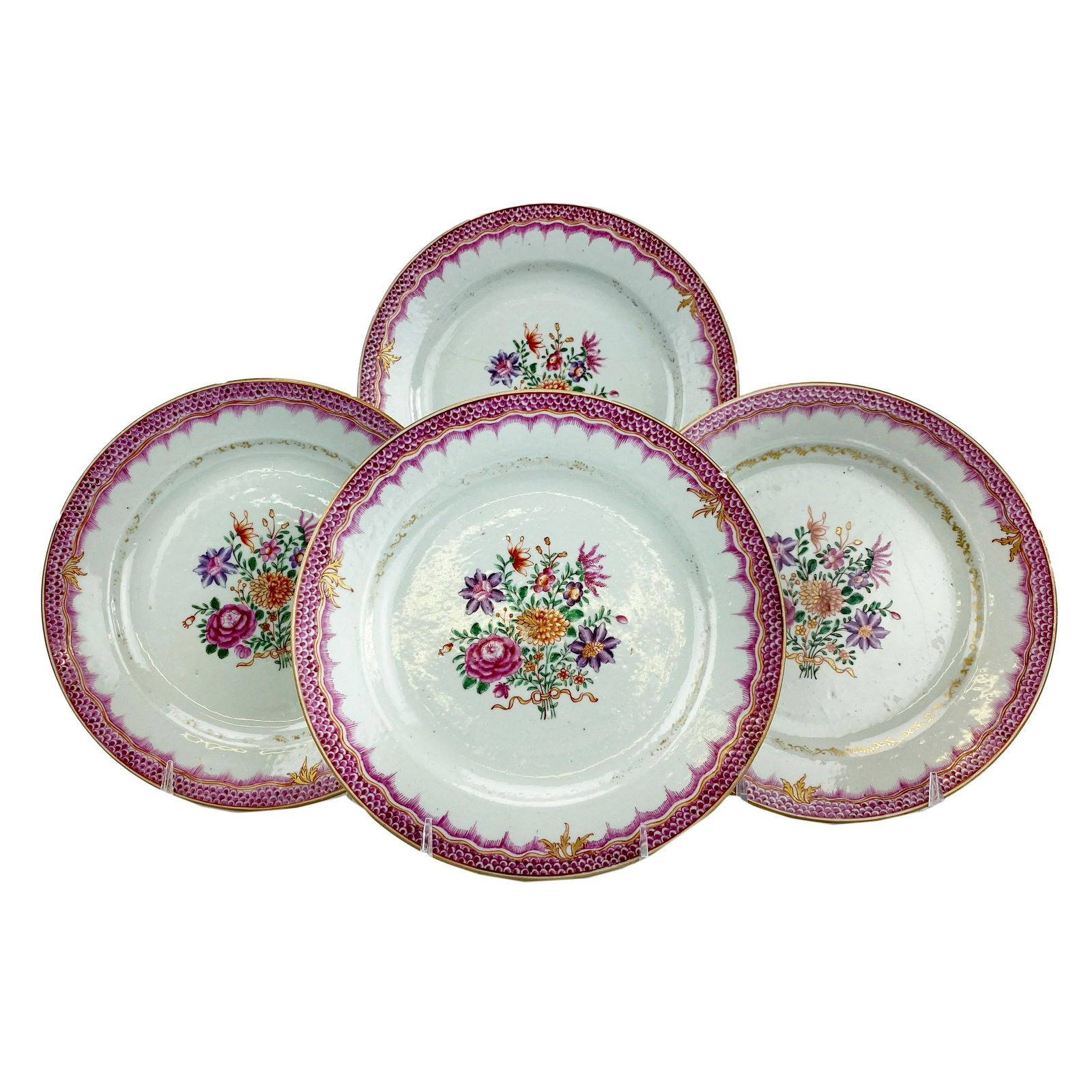 Chinese 4 Antique Export Famille Rose Plates LOT (1 of 5)