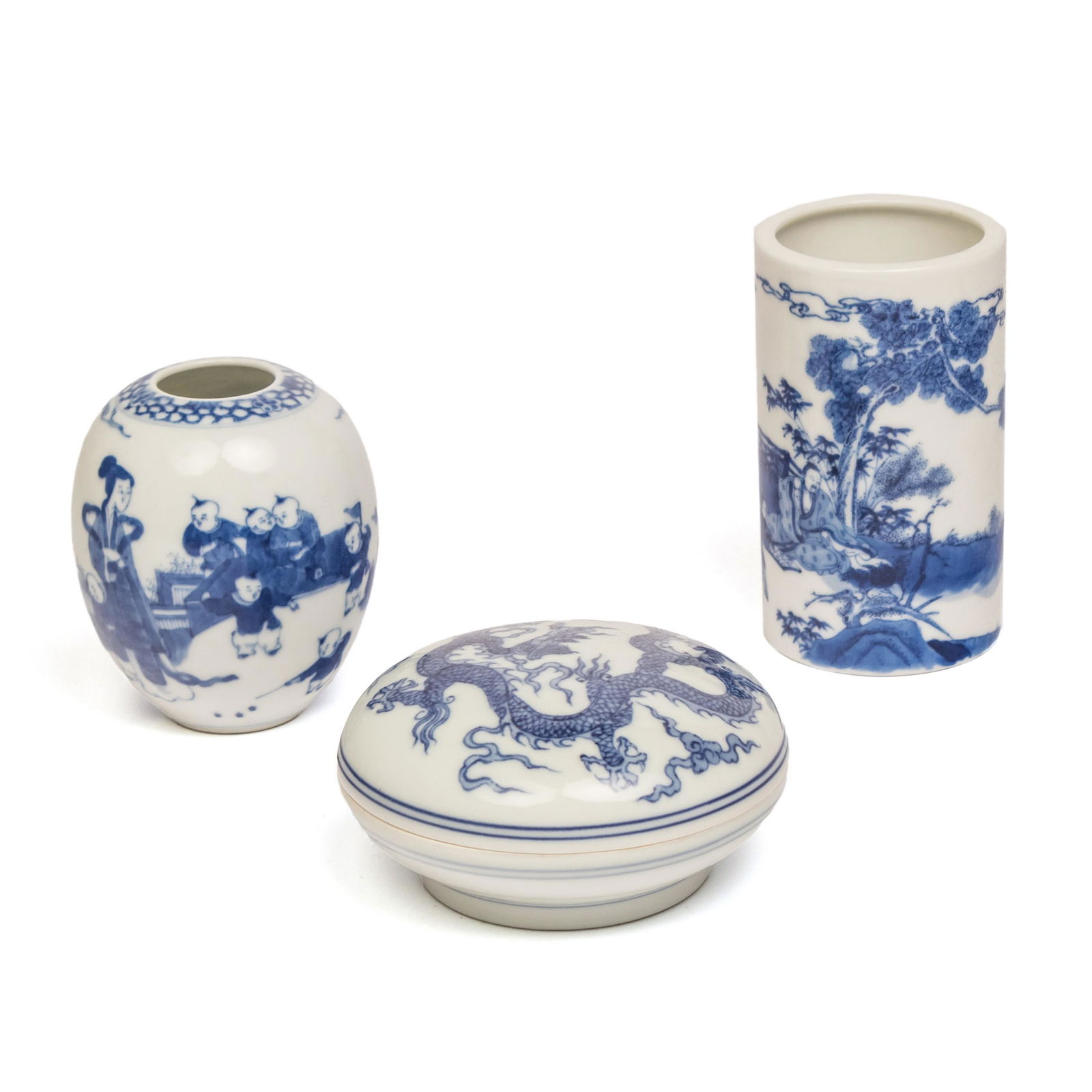 Chinese Blue White Ceramic Mini Vases & Box LOT (1 of 6)