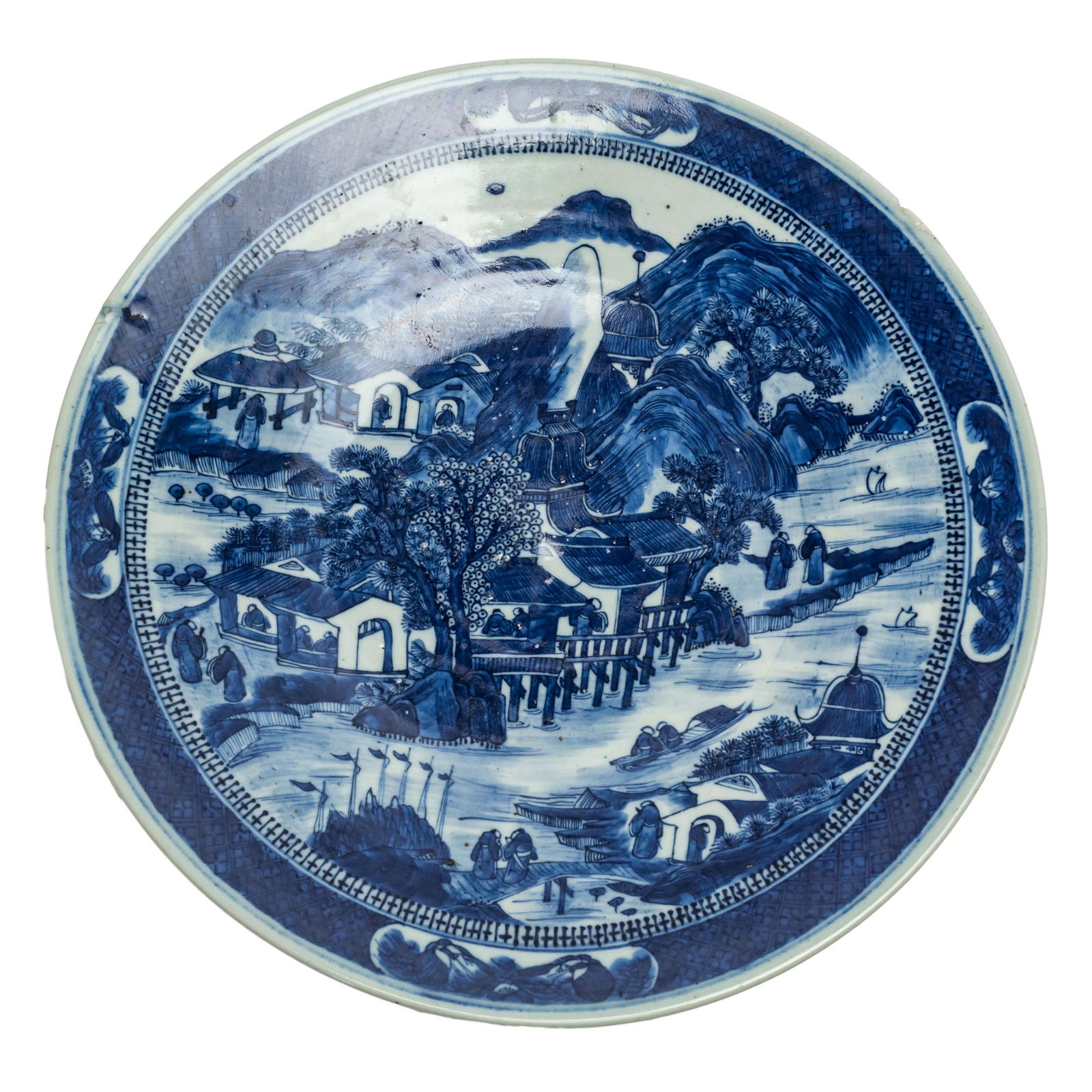 Chinese Antique 19th C Canton Porcelain Chop Plate (1 of 8)