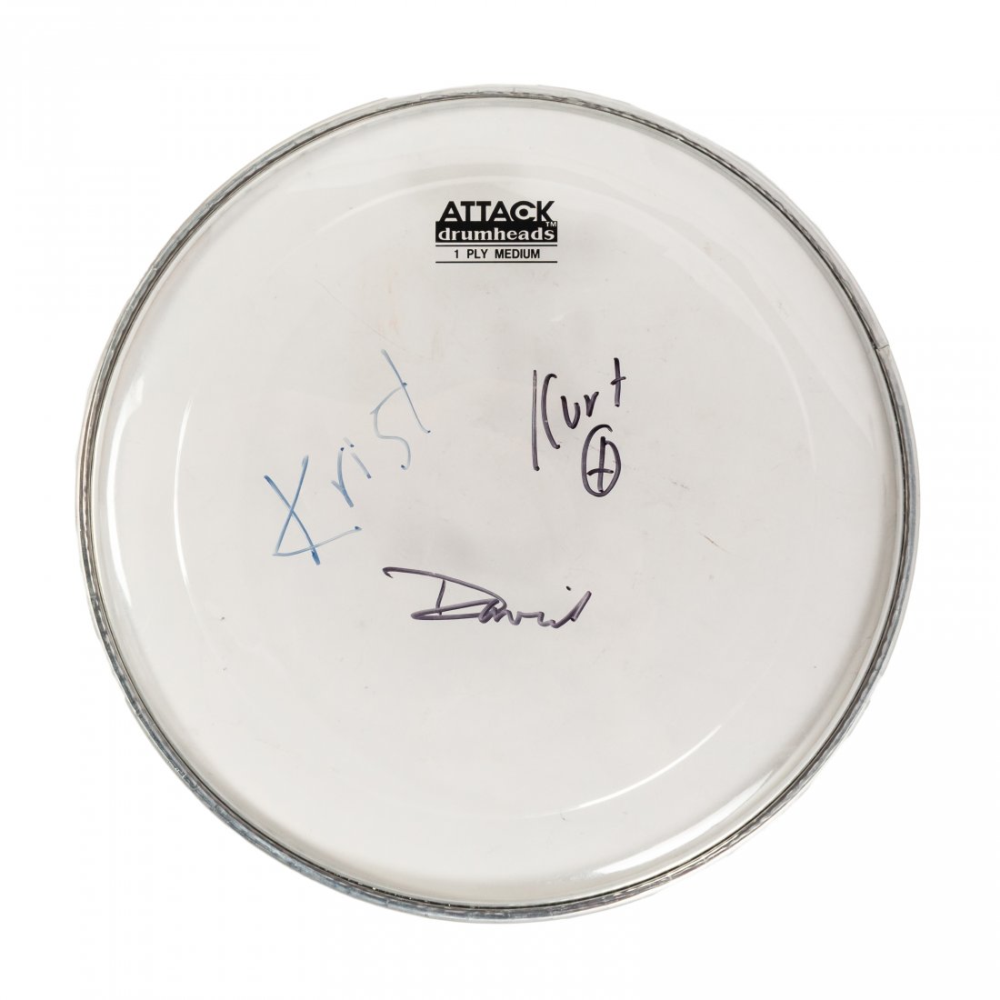 Signed KURT DAVID KRIST Rock Drum Head NIRVANA (1 of 3)
