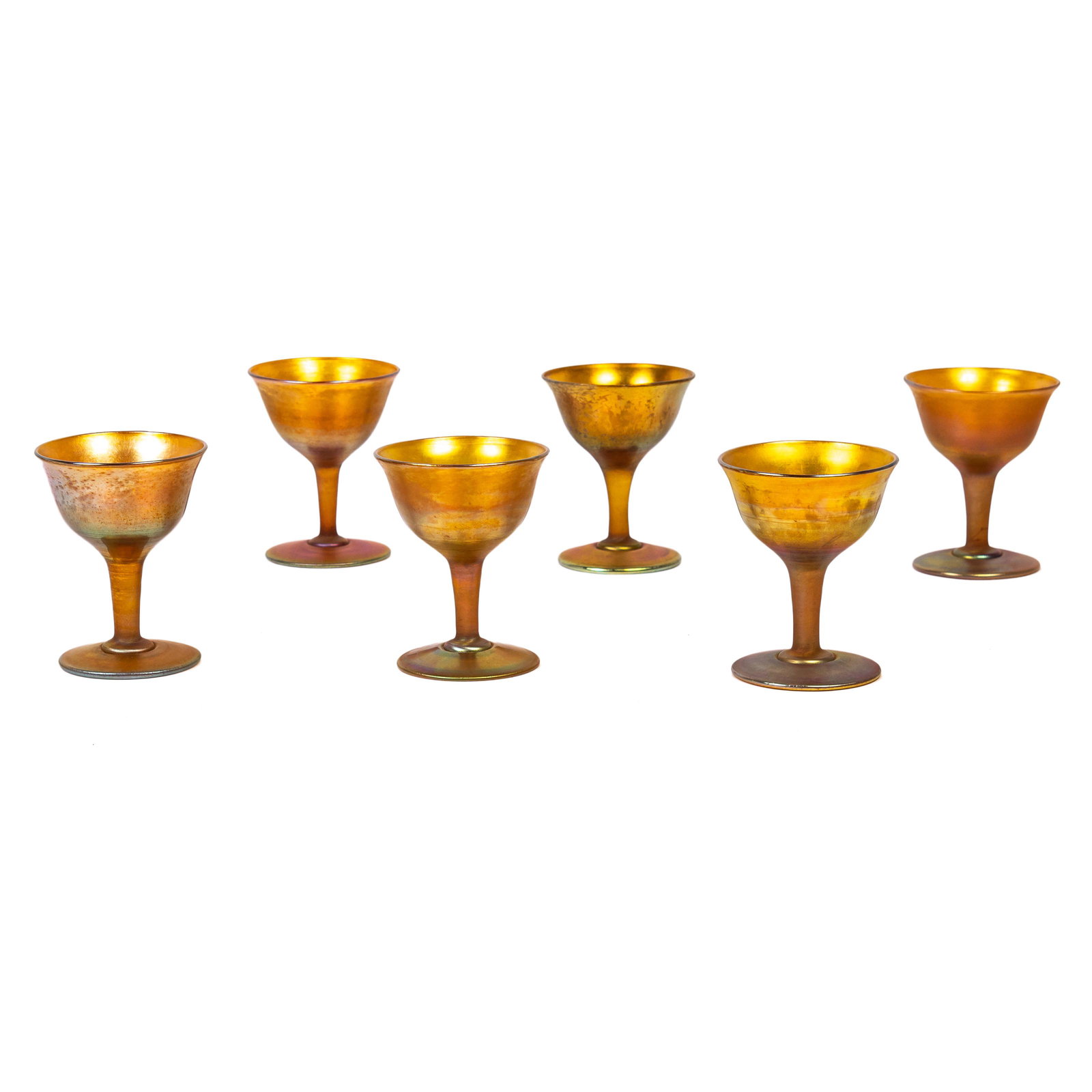 LCT Tiffany Gold Favrile Cordial Stem Glasses SET (1 of 6)