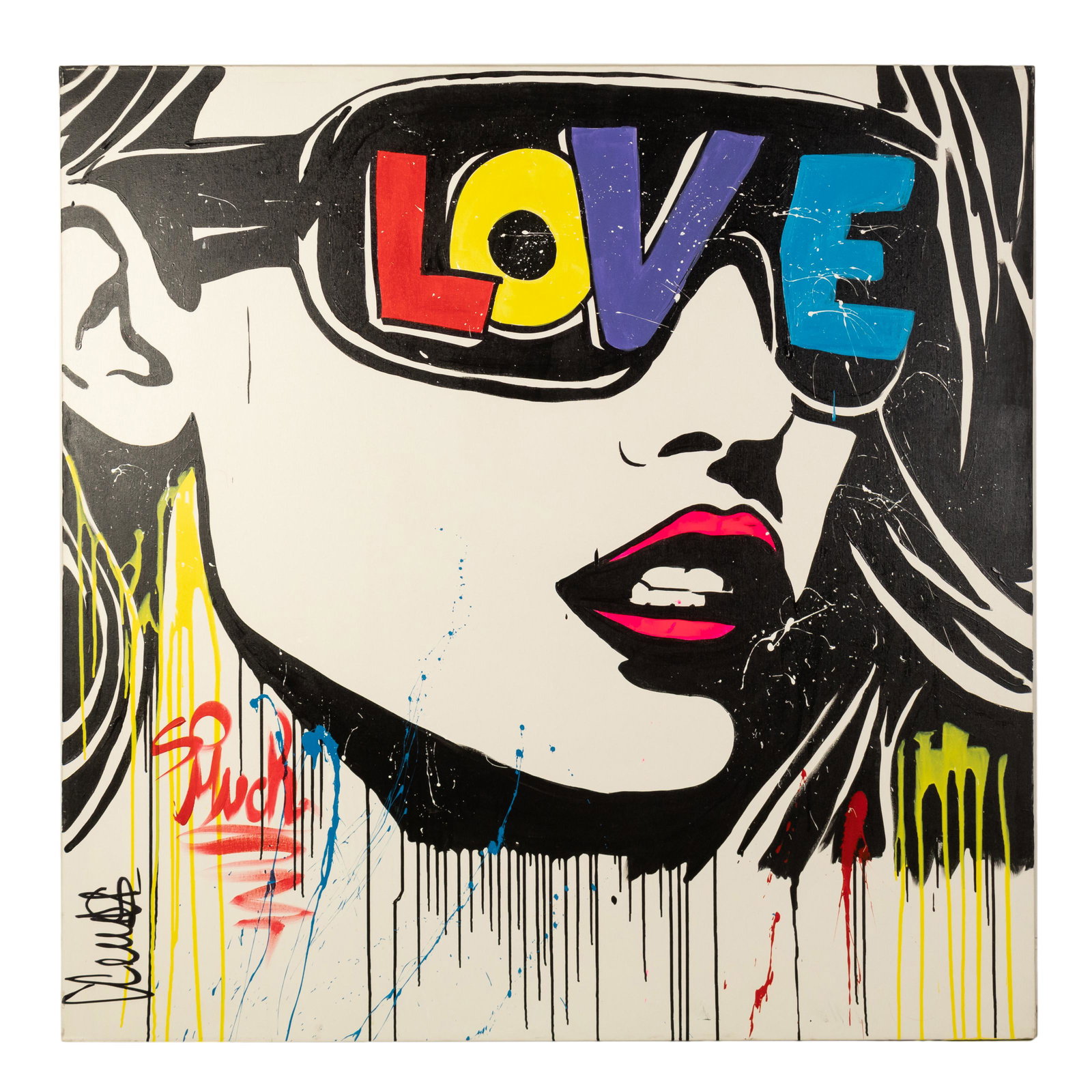 Clem$ born 1974 LOVE 59" Pop Art Graffiti Painting (1 of 6)