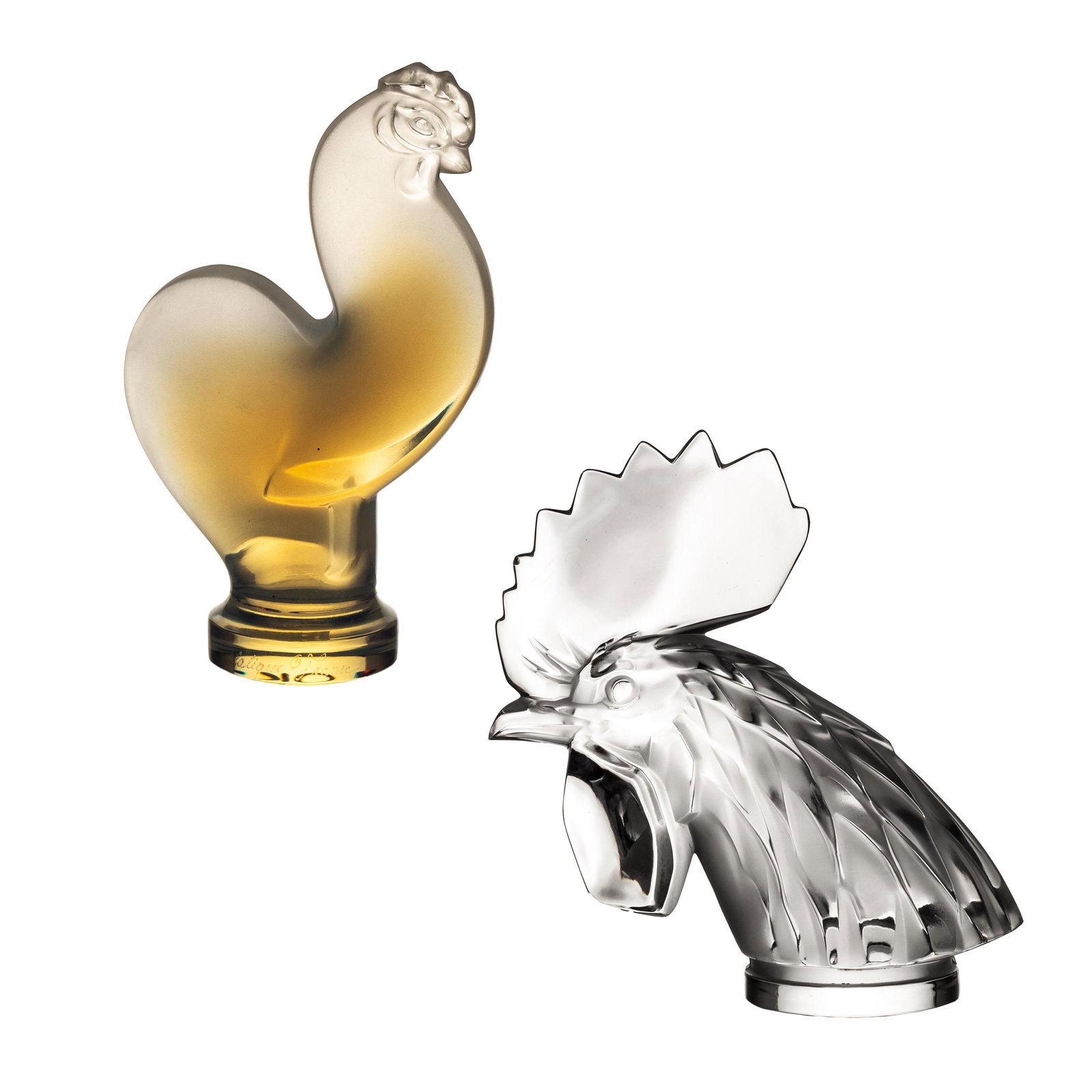 Lalique Crystal Rooster 7" Paperweights ESTATE LOT (1 of 7)