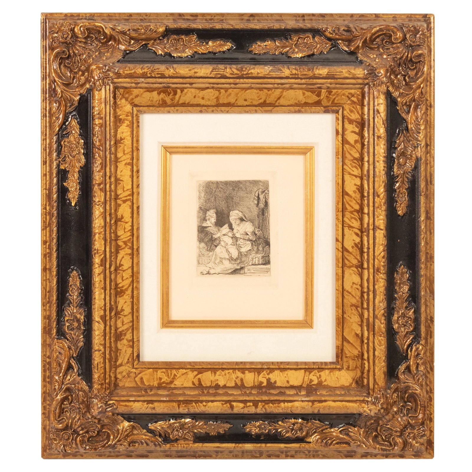 Durand 19C The Holy Family Etching after Rembrandt (1 of 4)