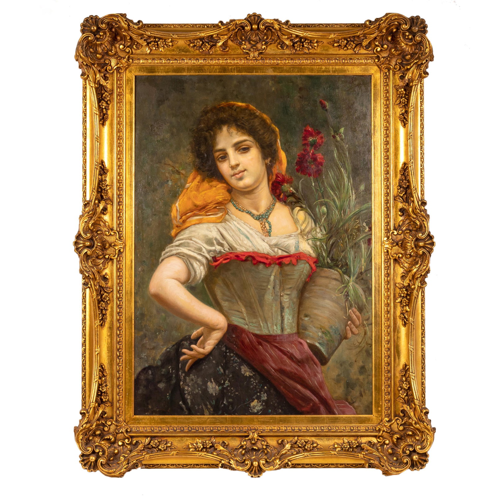 Continental Fine Old Oil On Canvas Female Portrait (1 of 6)