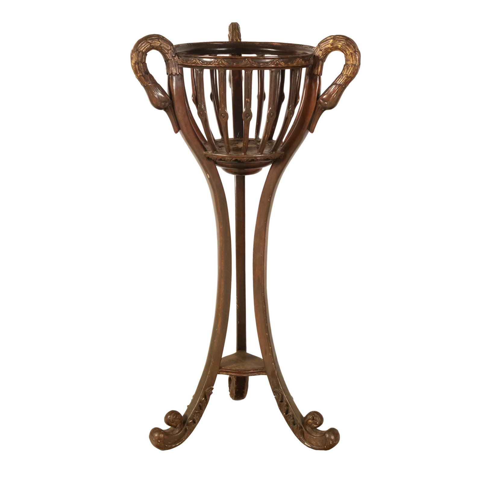 Monumental 47" Antique Wood Swans Planter Stand (1 of 5)