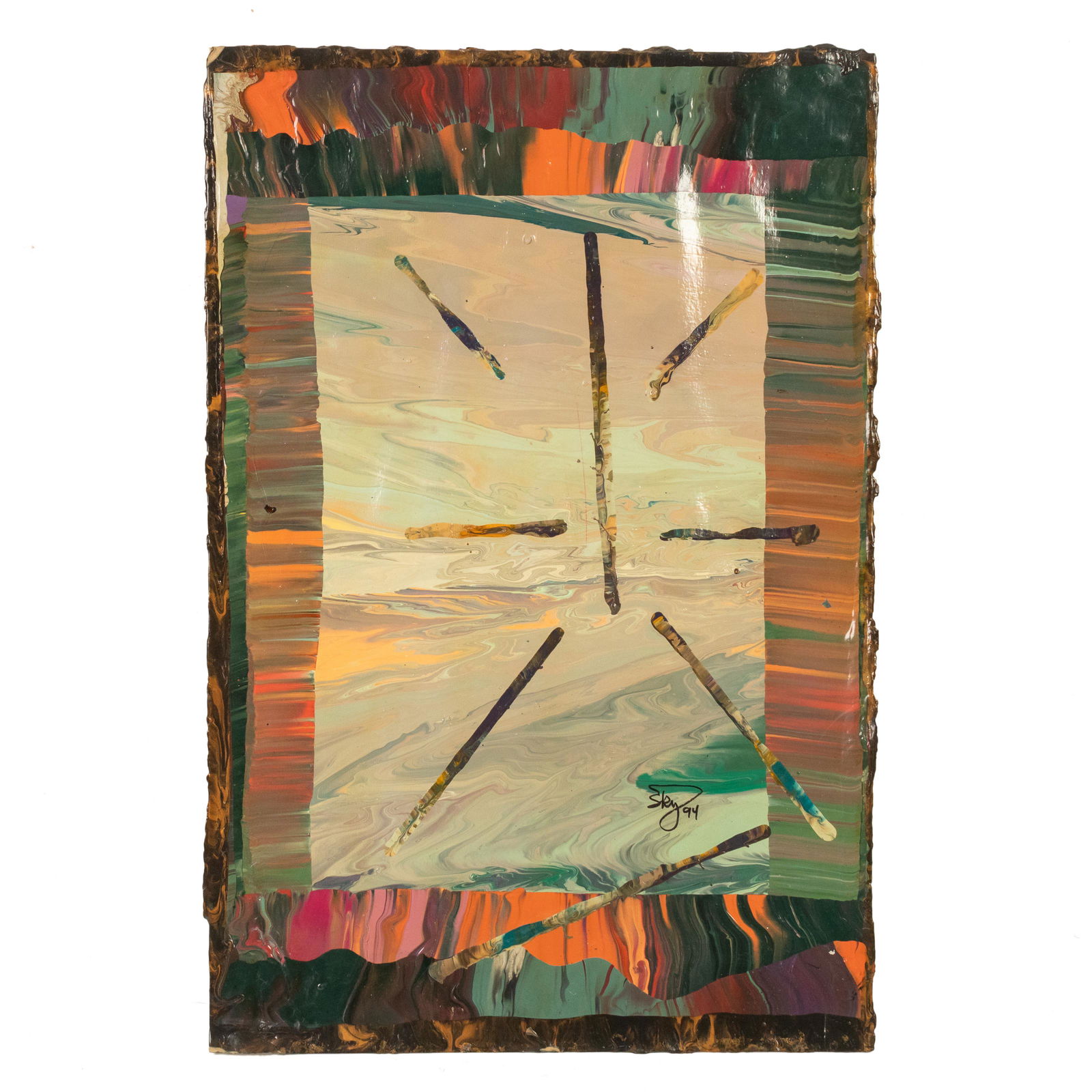 Sky Jones b.1947 Modern Abstract Acrylic Painting (1 of 6)