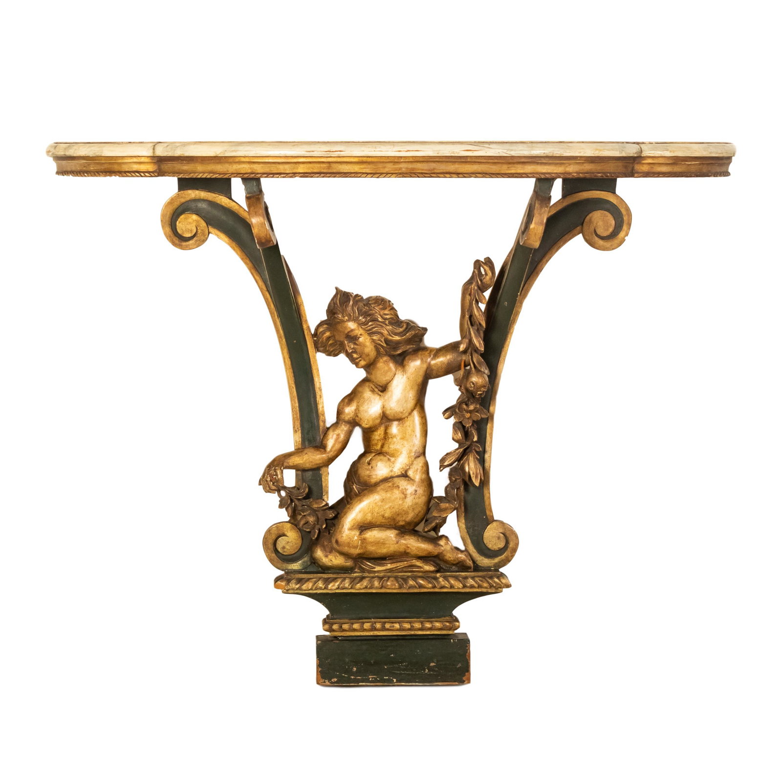 Italian Vintage Figural Wood Mounted Console Table (1 of 8)
