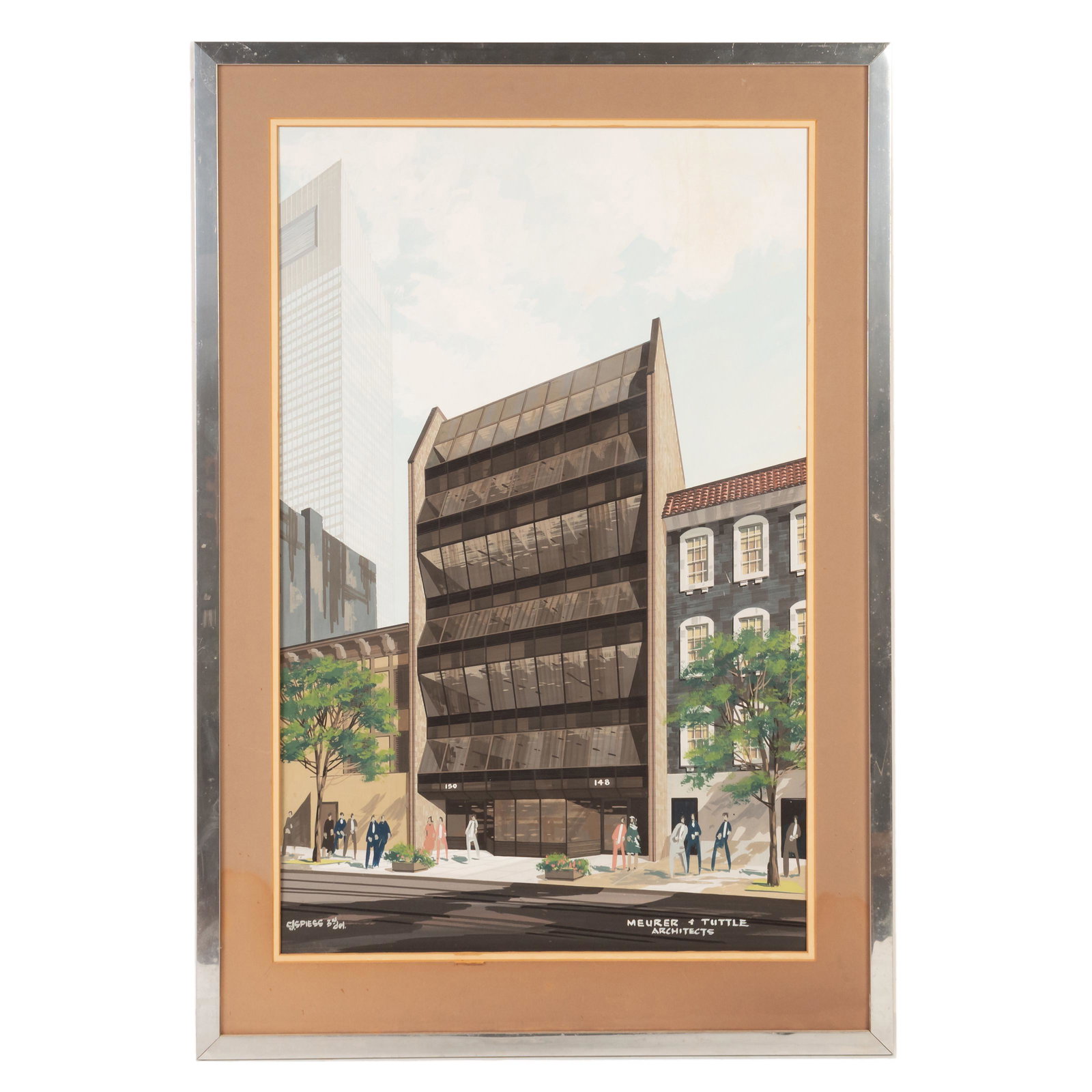 Manhattan NYC Architectural Study Gouache Painting (1 of 6)