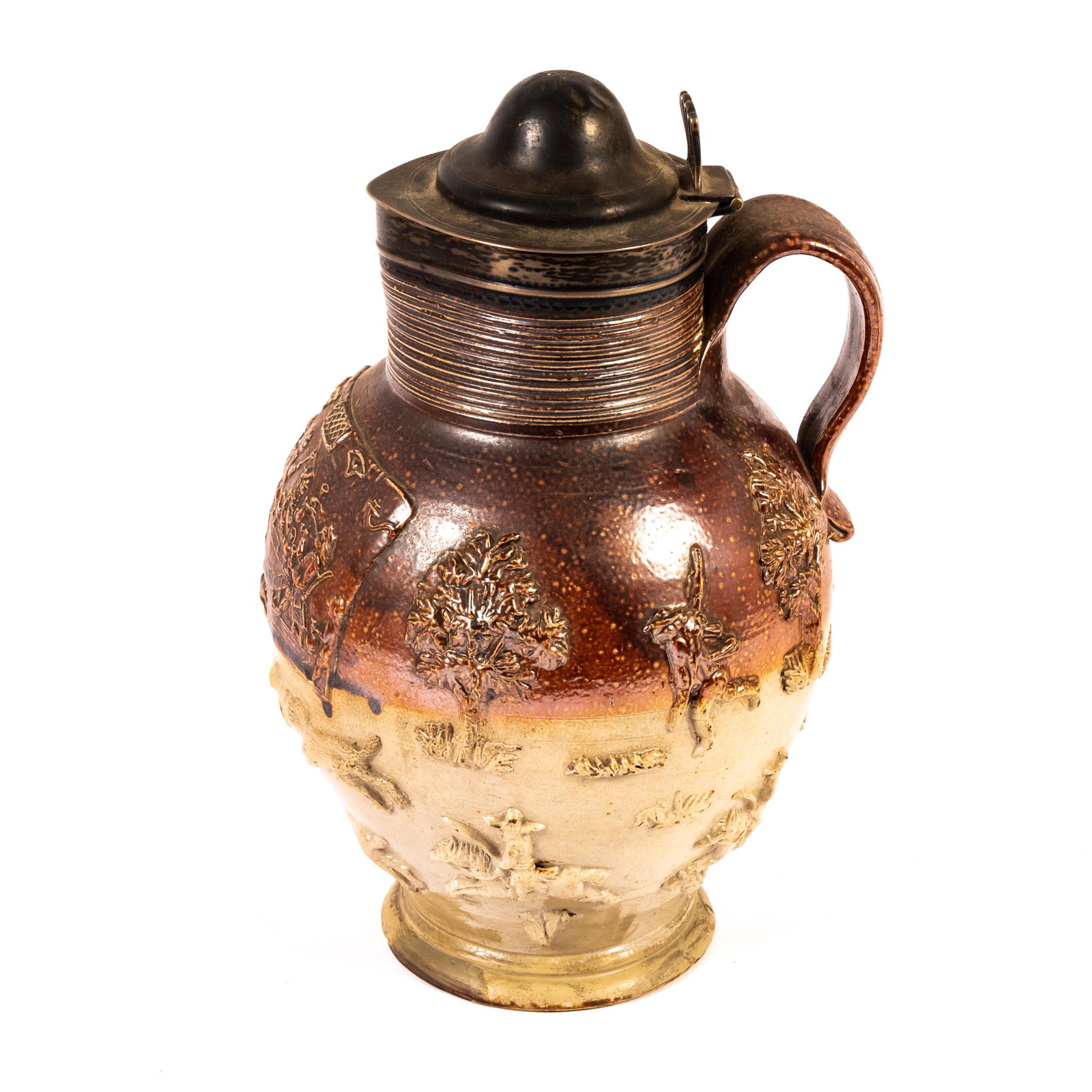 Lambeth Stoneware Sterling Hunting Relief Pitcher (1 of 8)