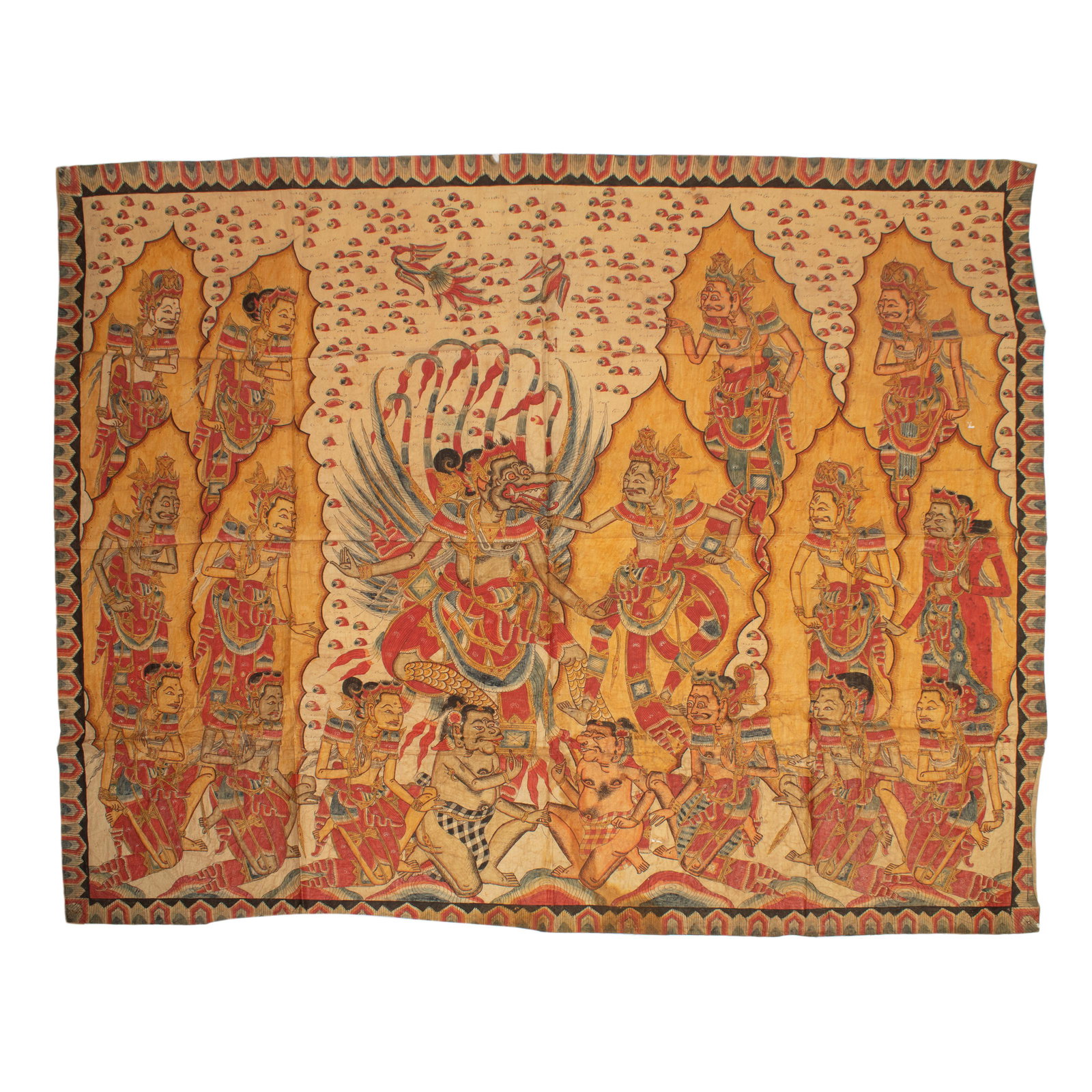 19th C. Bali Hindu Mahabharata Garuda Vishnu Scene (1 of 4)