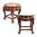 Chinese Carved Wood Marble Foo Dog End Tables PAIR