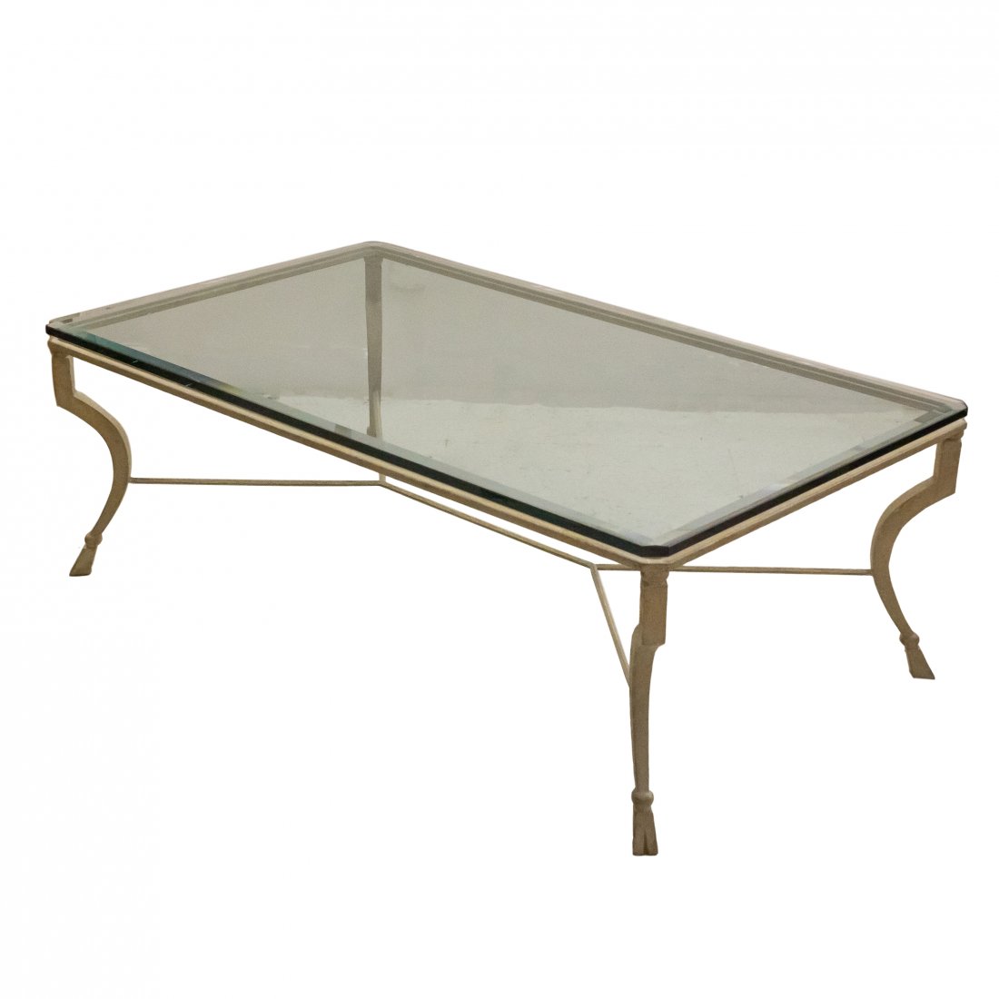 Painted Wrought Iron Base Glass Top Coffee Table (1 of 4)