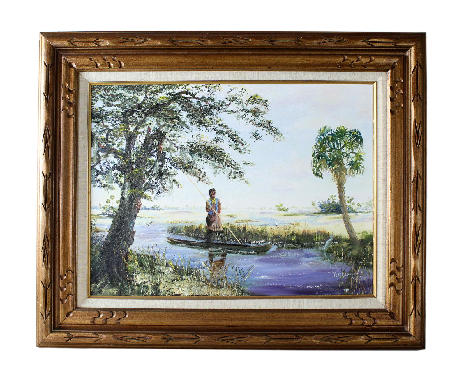 RH Davis Jr. Florida Tribal Landscape Oil Painting (1 of 4)