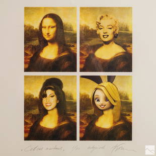 Franceszka Kirke (b.1953) LE Modernist Screen Mesh: Franceszka Kirke (Latvian, born 1953). Limited Edition signed and numbered Modernist screen print, presented as four portrait panels inspired by the Mona Lisa by Leonardo Da Vinci (1452-1519). Titled