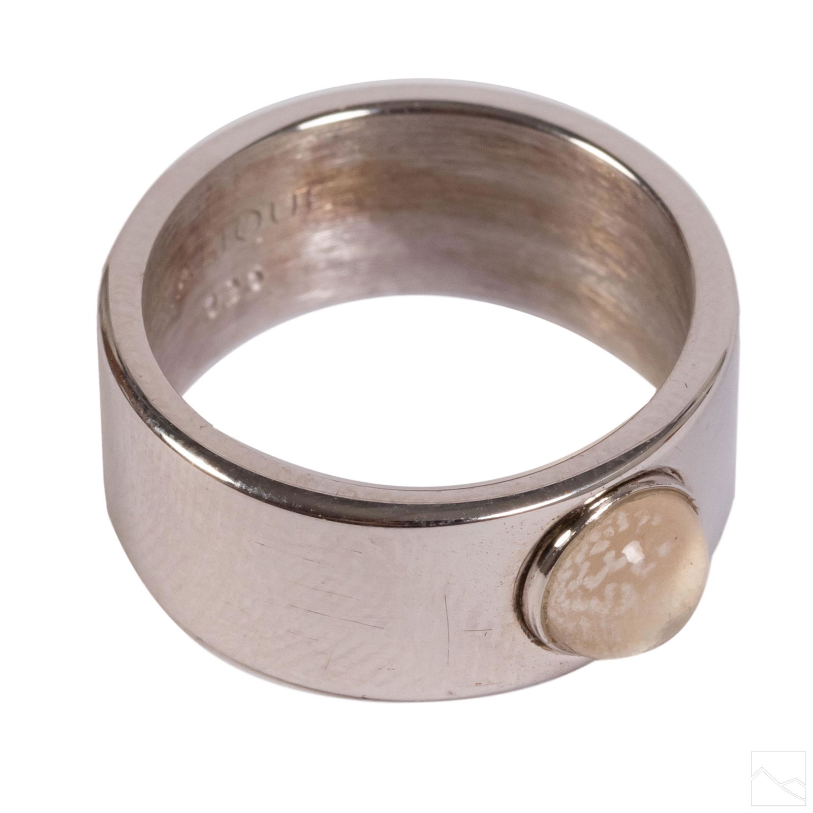 Lalique Sterling Silver and Crystal Cabochon Ring (1 of 9)