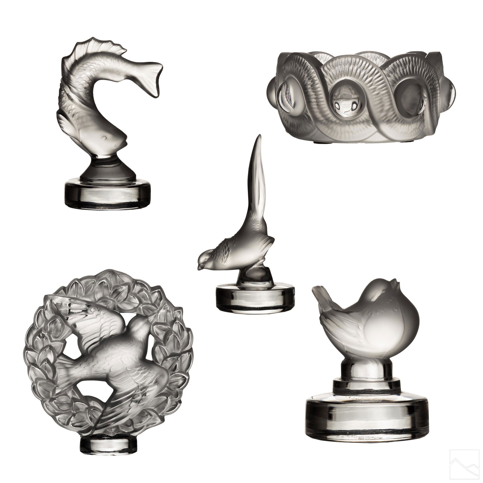 Lalique Frosted Glass Crystal Figure & Ashtray LOT (1 of 15)