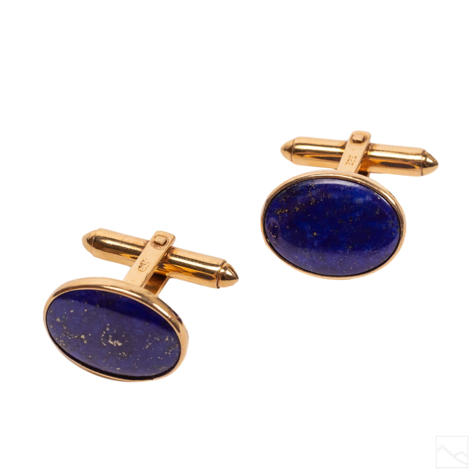 14K Yellow Gold Vintage Men's Blue Lapis Cufflinks (1 of 6)