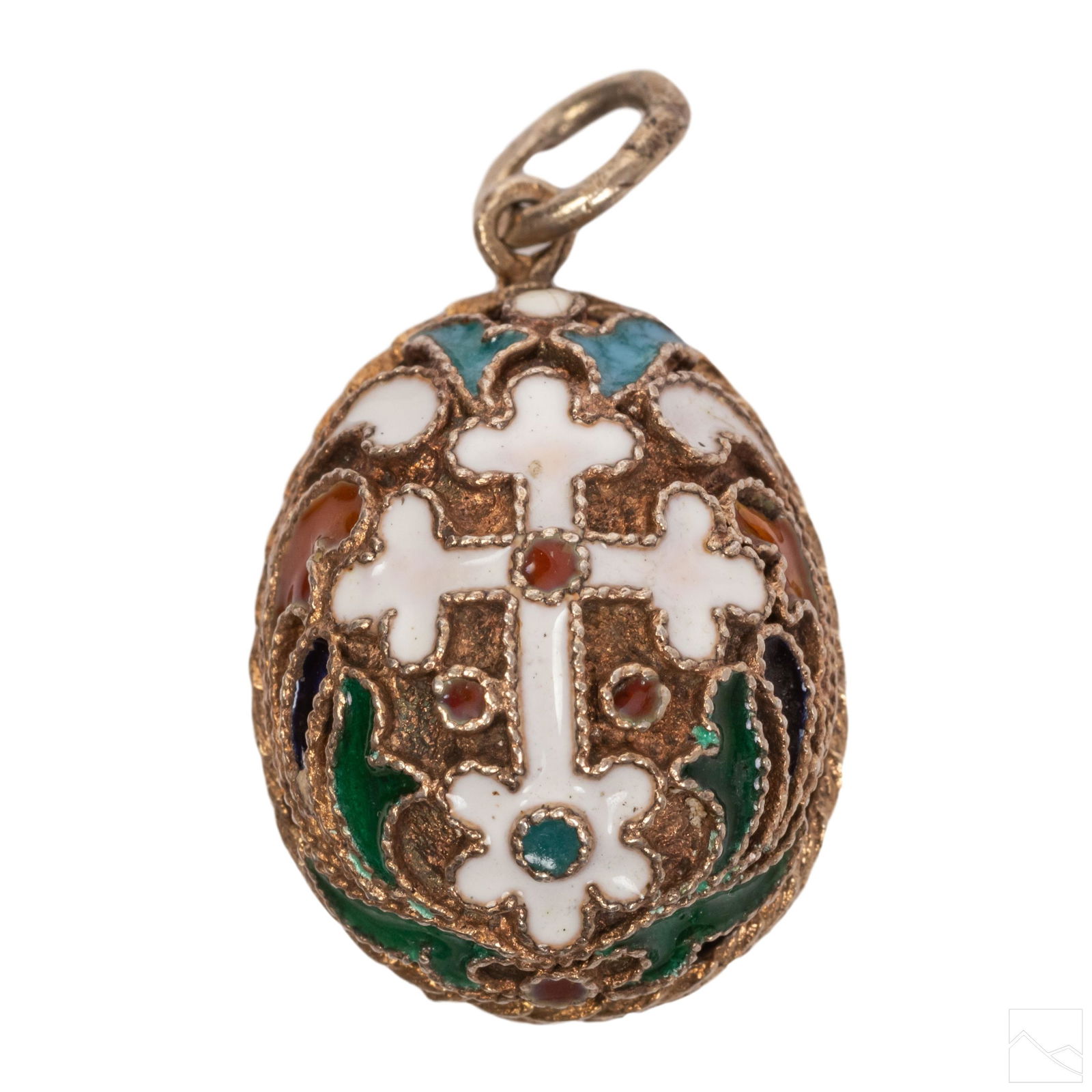 Russian Enamel 84 Silver Egg Cross Pendant Charm (1 of 5)