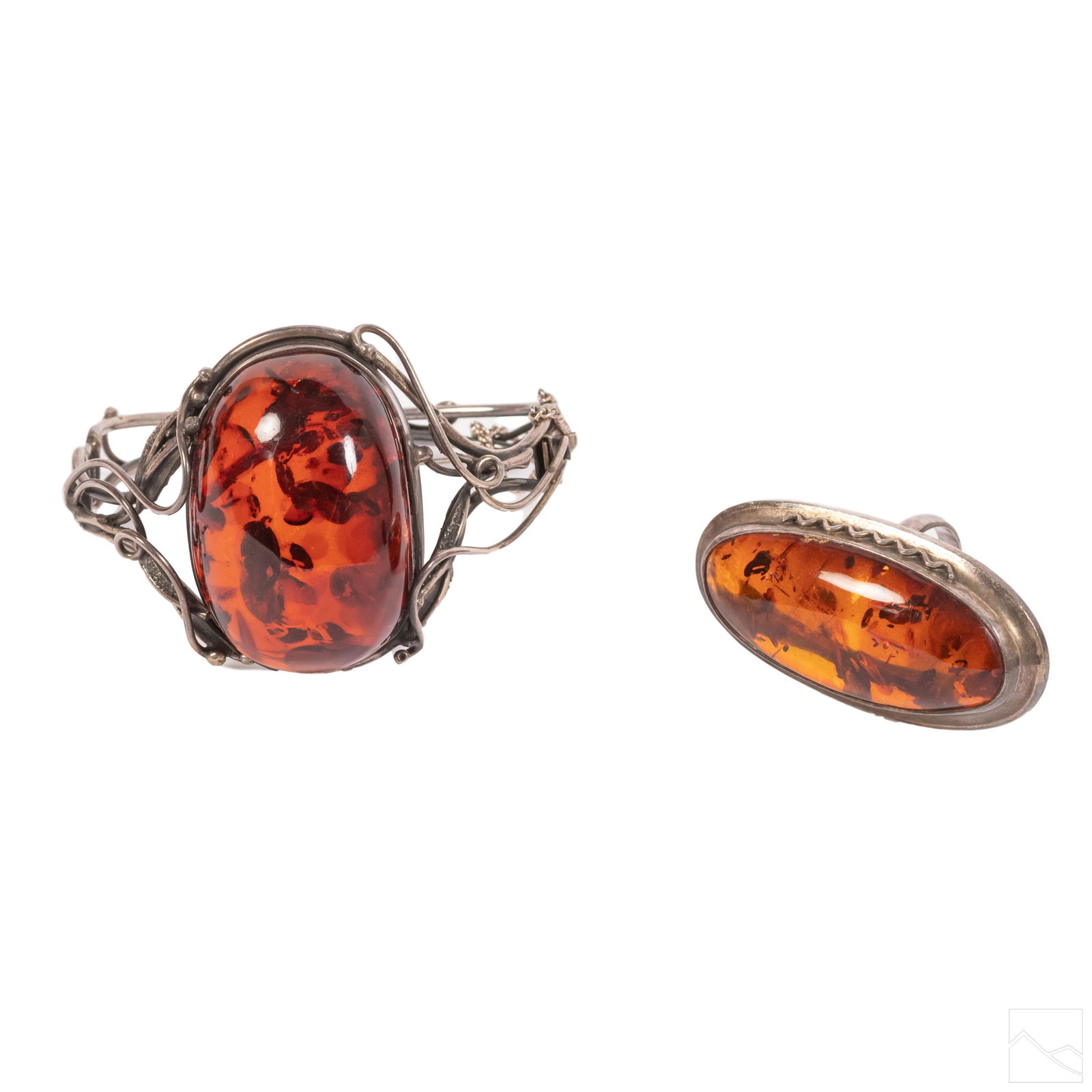Russian Baltic Honey Amber Silver Bracelet & Ring (1 of 13)