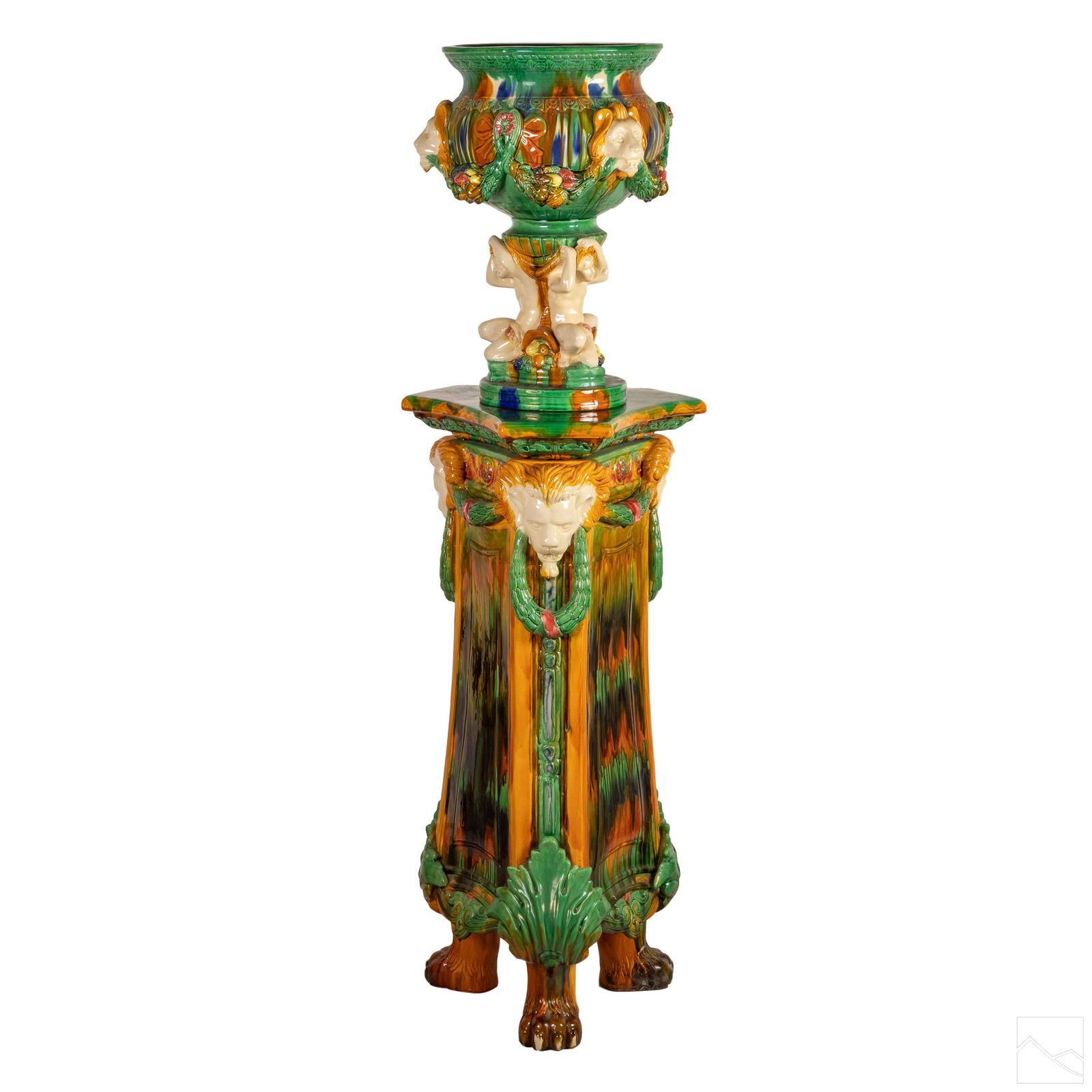 Majolica Neoclassical Pedestal Floral Jardiniere (1 of 7)