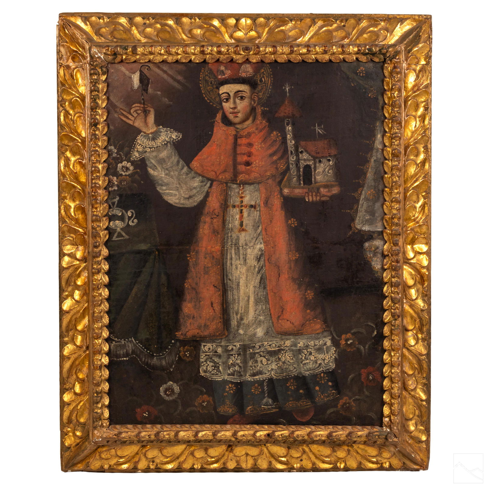 19th C. Cuzco School Santos Religious Oil Painting (1 of 5)