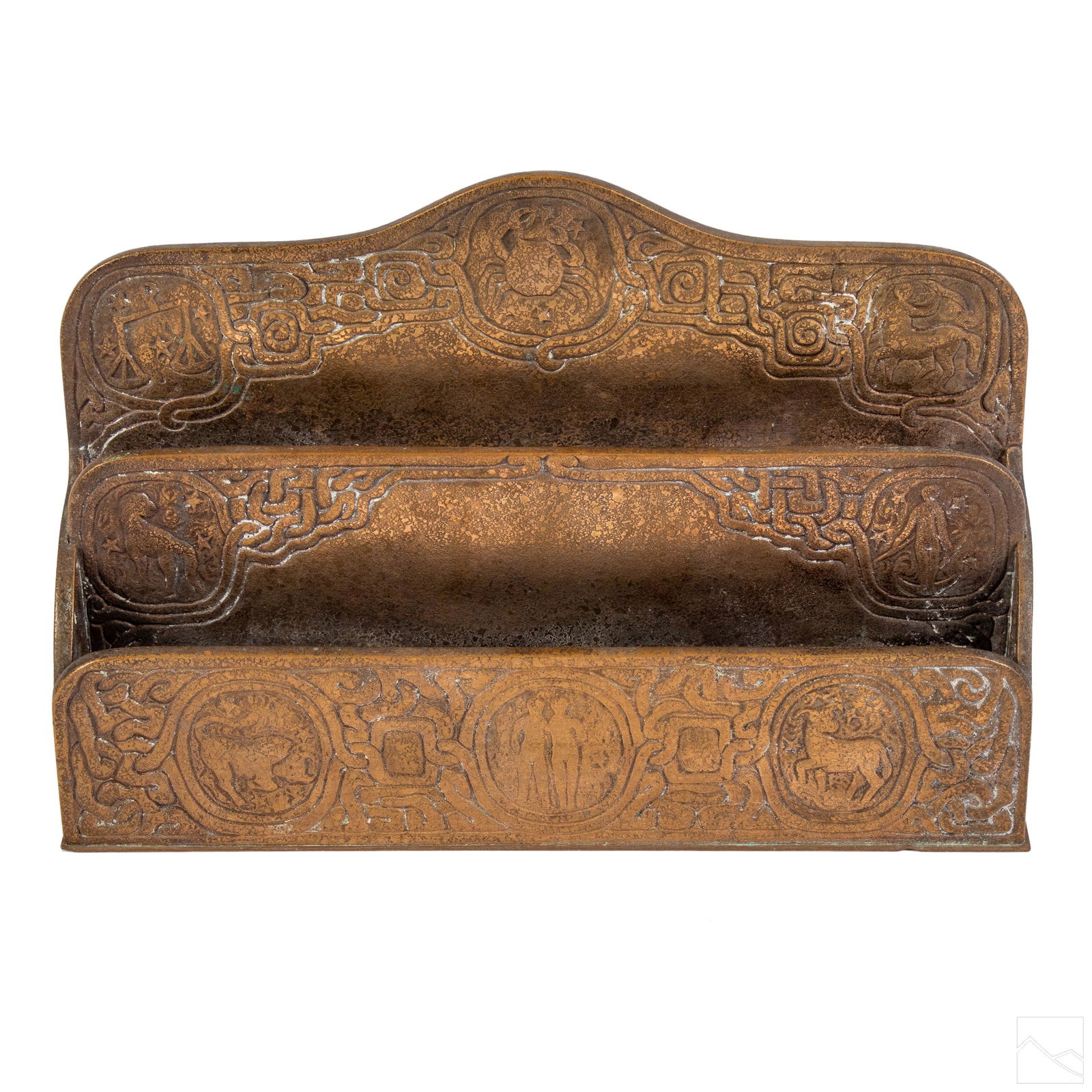 Tiffany Art Nouveau Zodiac Mail Holder Letter Rack (1 of 8)