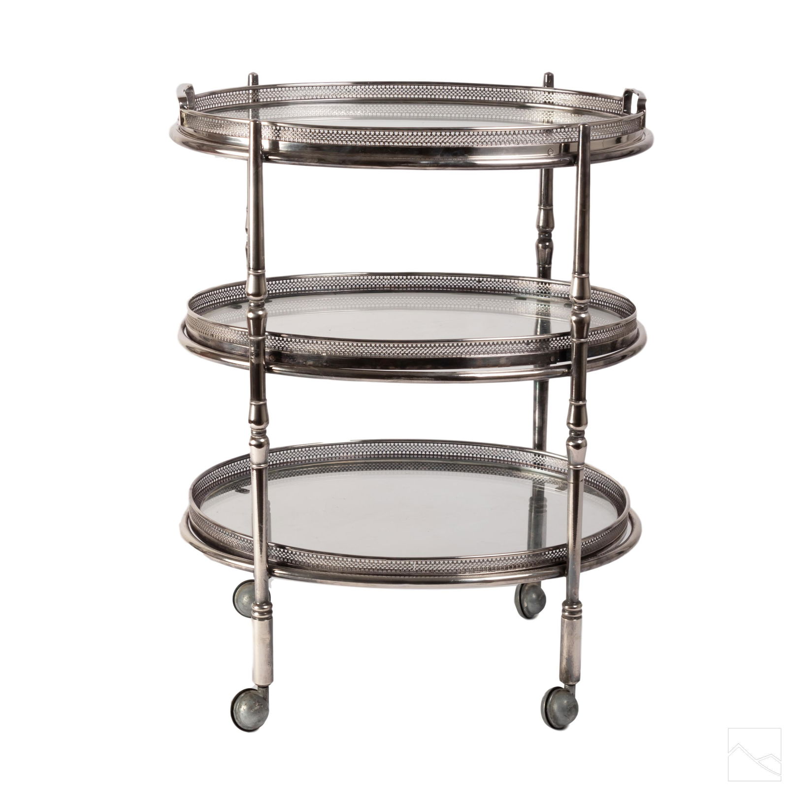 French Regency Silver Plate Three Tiered Bar Cart (1 of 8)