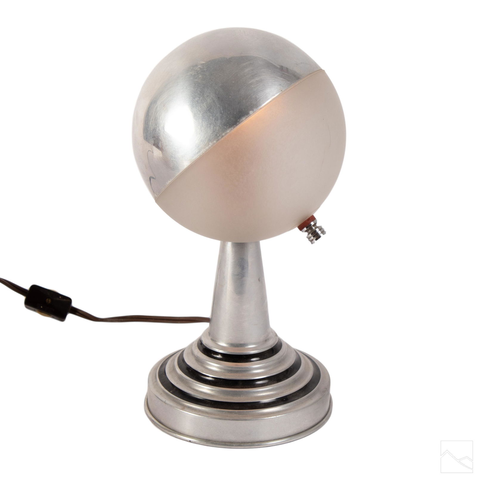 Art Deco 10" Chrome & Frosted Glass Orb Desk Lamp (1 of 7)