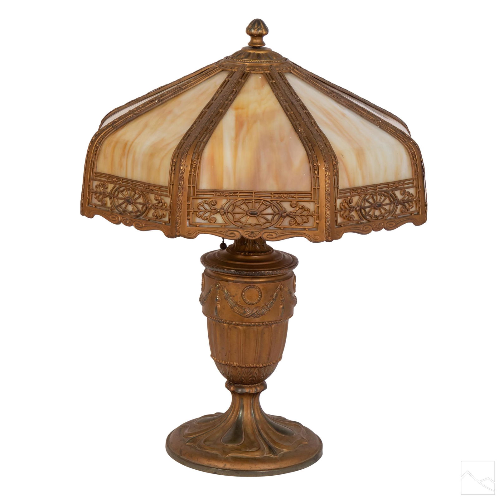 Gilded Age Eight Panel Opaque Pressed Glass Lamp (1 of 9)